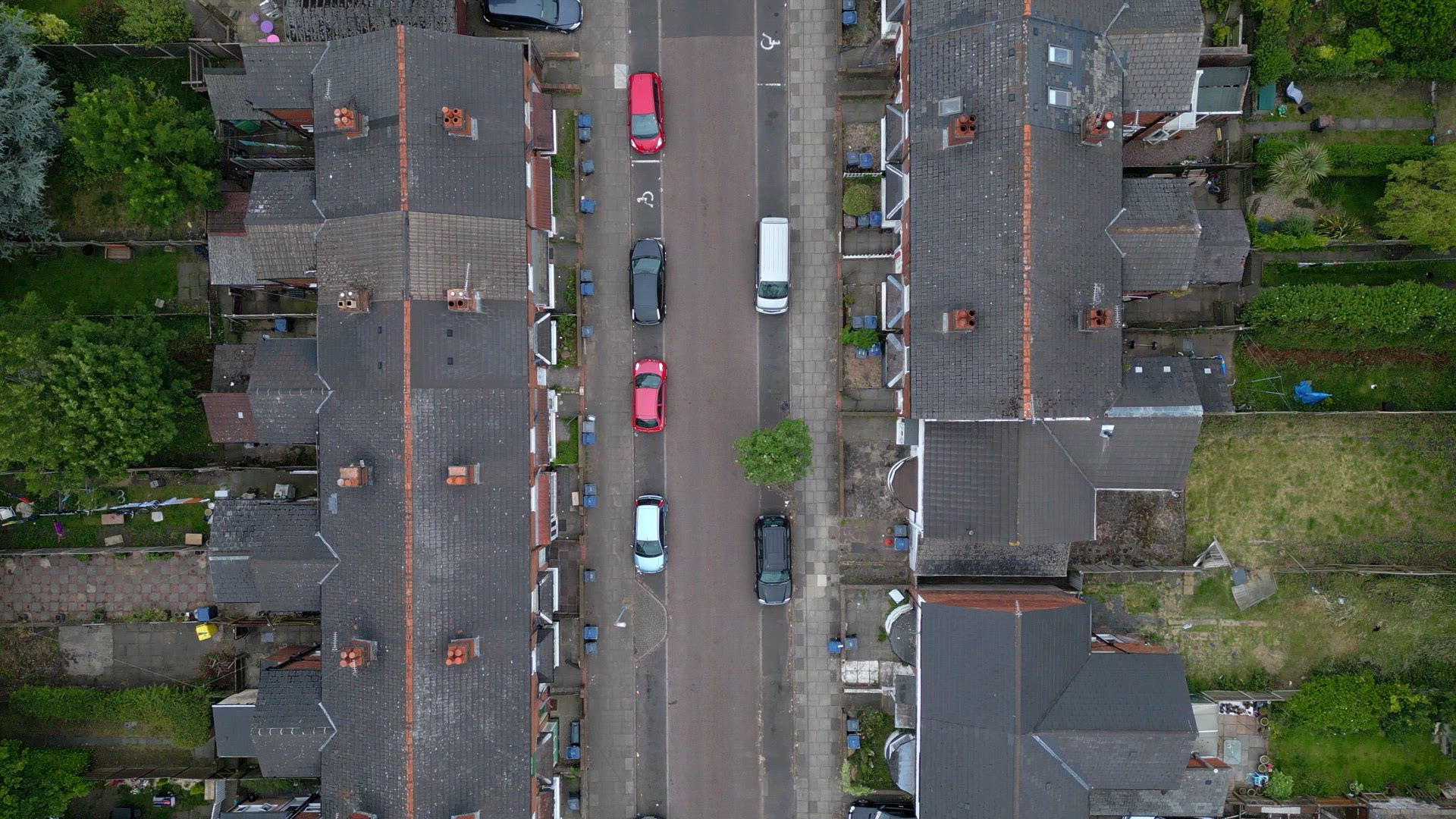 The Streets and Houses of Birmingham in the UK Aerial View