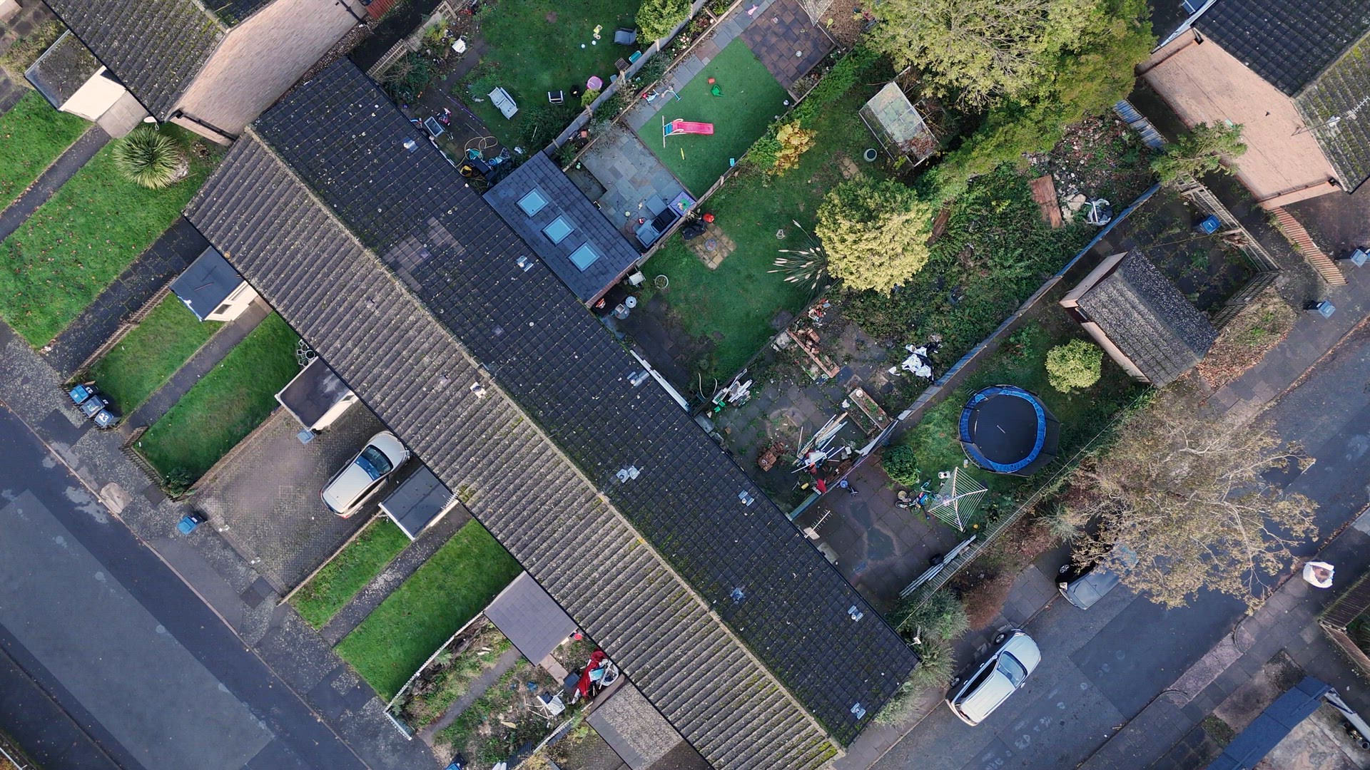 Aerial View of British Suburban Life and Residential Streets