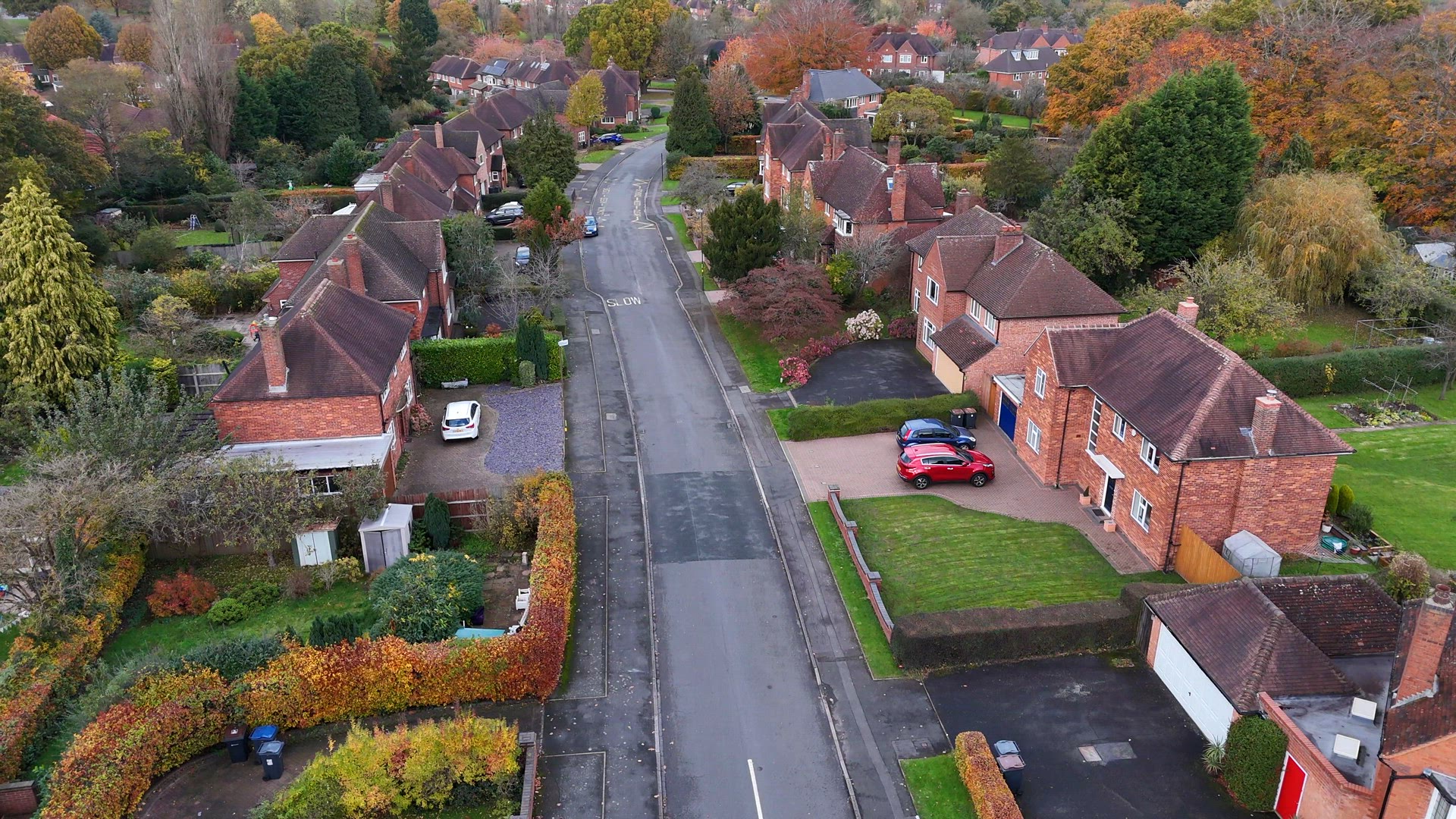 The Streets and Houses of Birmingham in the UK Aerial View