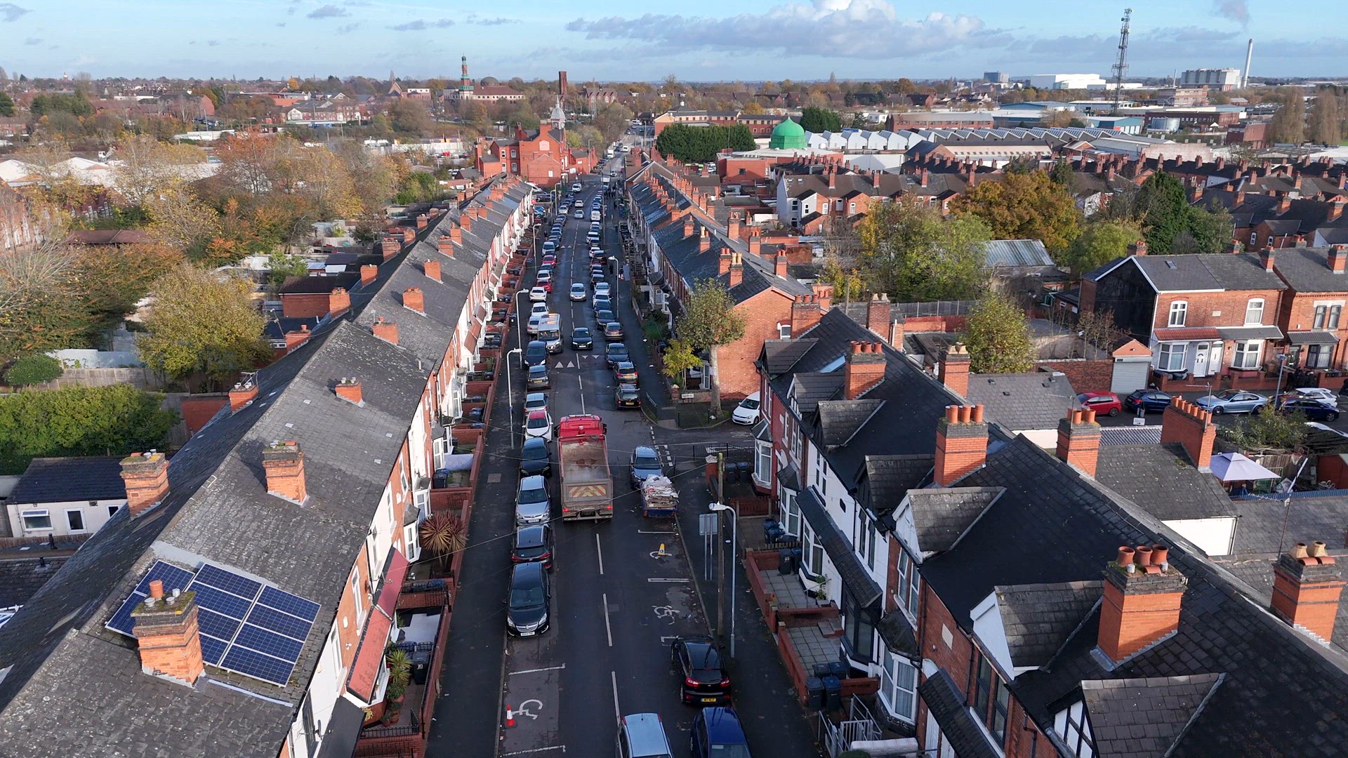 Birmingham Residential Quarters Aerial View Showcasing Classic Terraced Houses