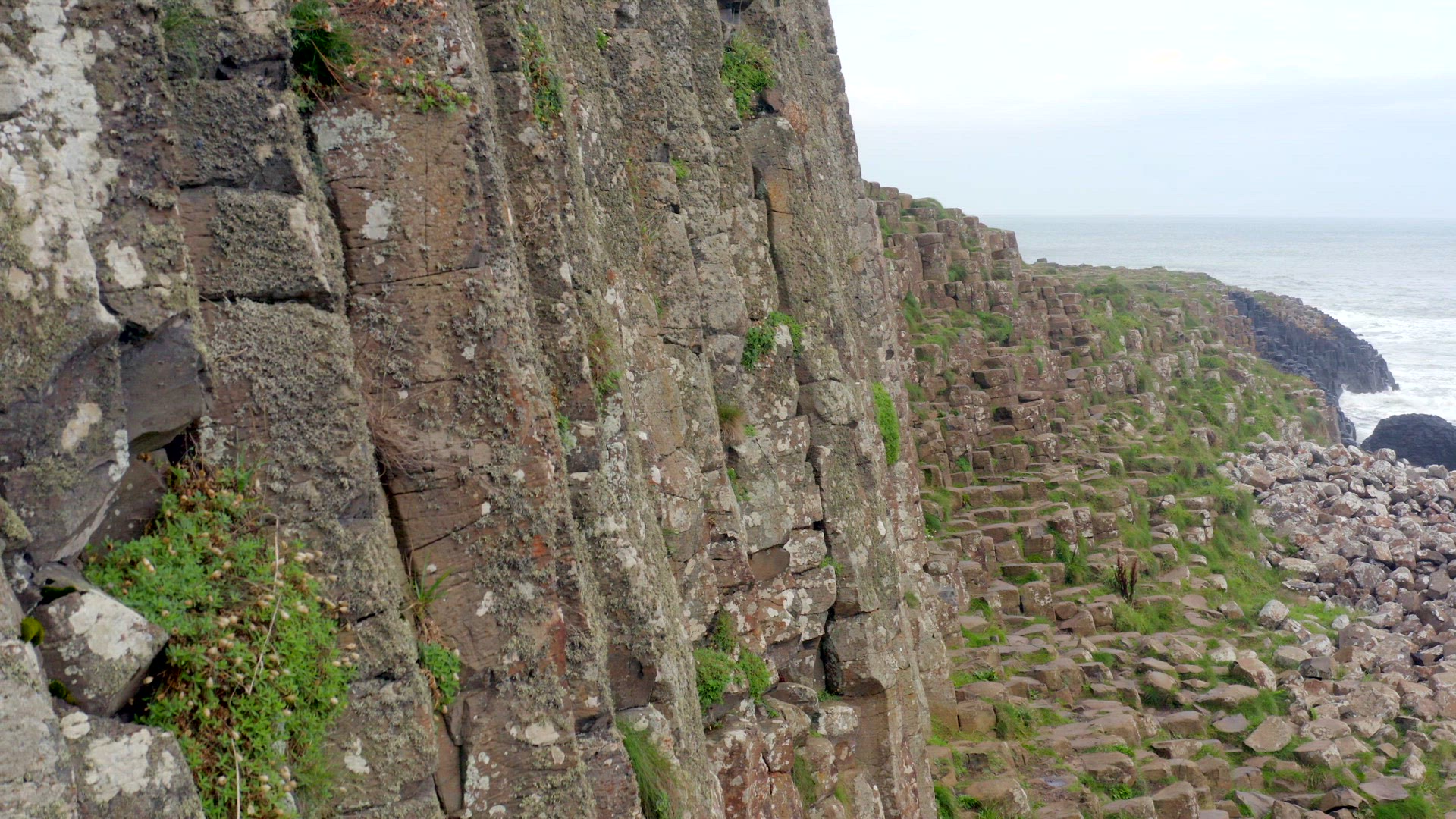 The Hexagonal Basalt Rock Formation of Giant's Causeway in Northern Ireland