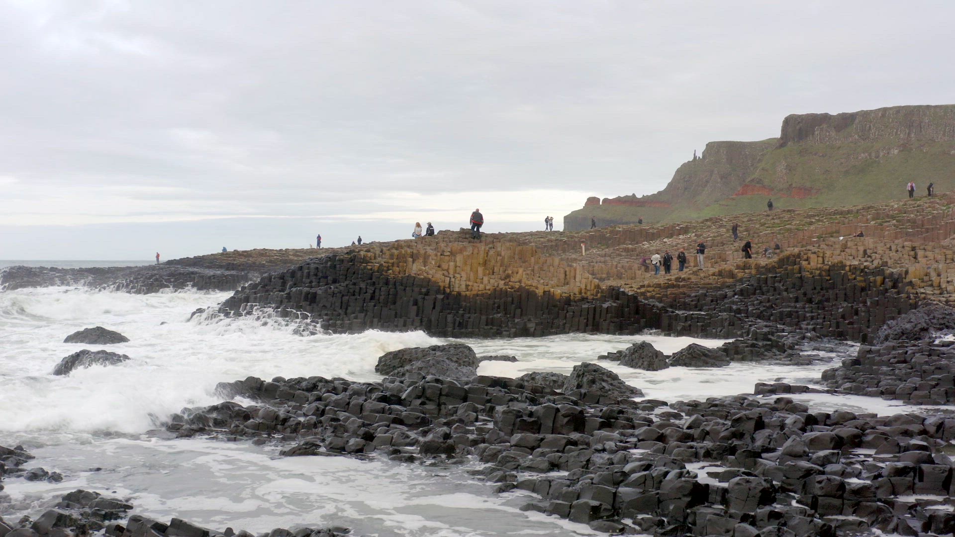 Waves Crashing Against the Famous Giant's Causeway in Northern Ireland