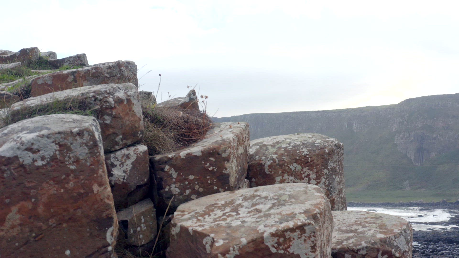 The Hexagonal Basalt Rock Formation of Giant's Causeway in Northern Ireland