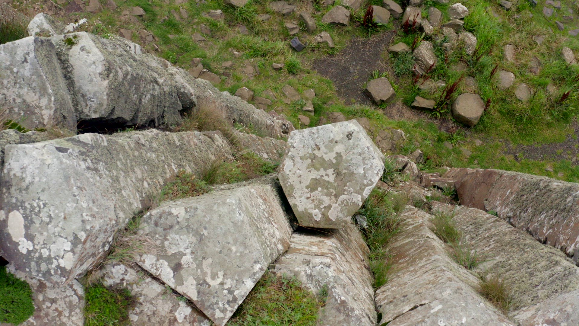 The Hexagonal Basalt Rock Formation of Giant's Causeway in Northern Ireland