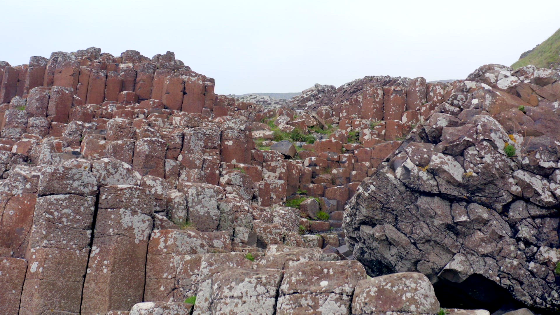 The Hexagonal Basalt Rock Formation of Giant's Causeway in Northern Ireland