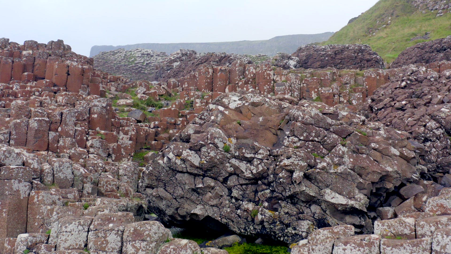 The Hexagonal Basalt Rock Formation of Giant's Causeway in Northern Ireland