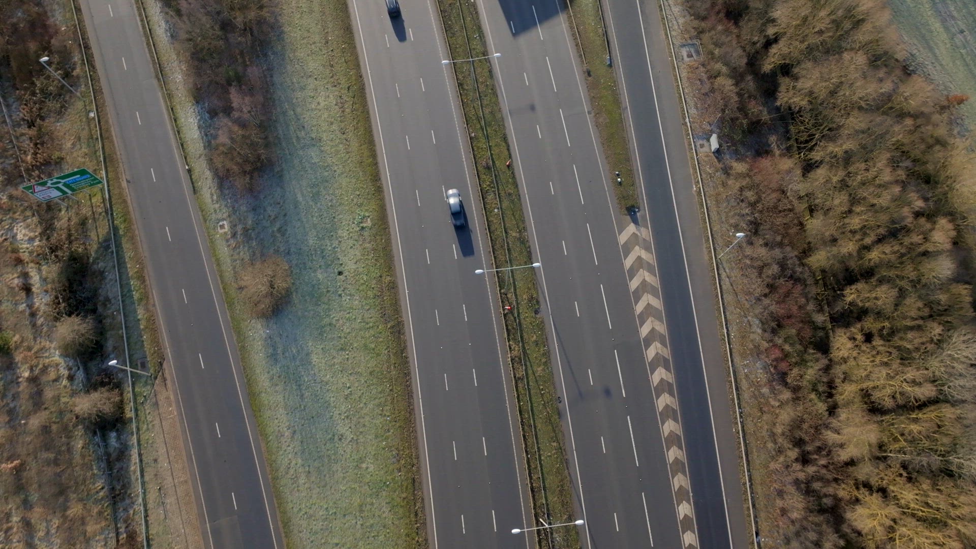 Motorway Driving in the UK Aerial View Showing Lorries, Vans, Cars and Vehicles