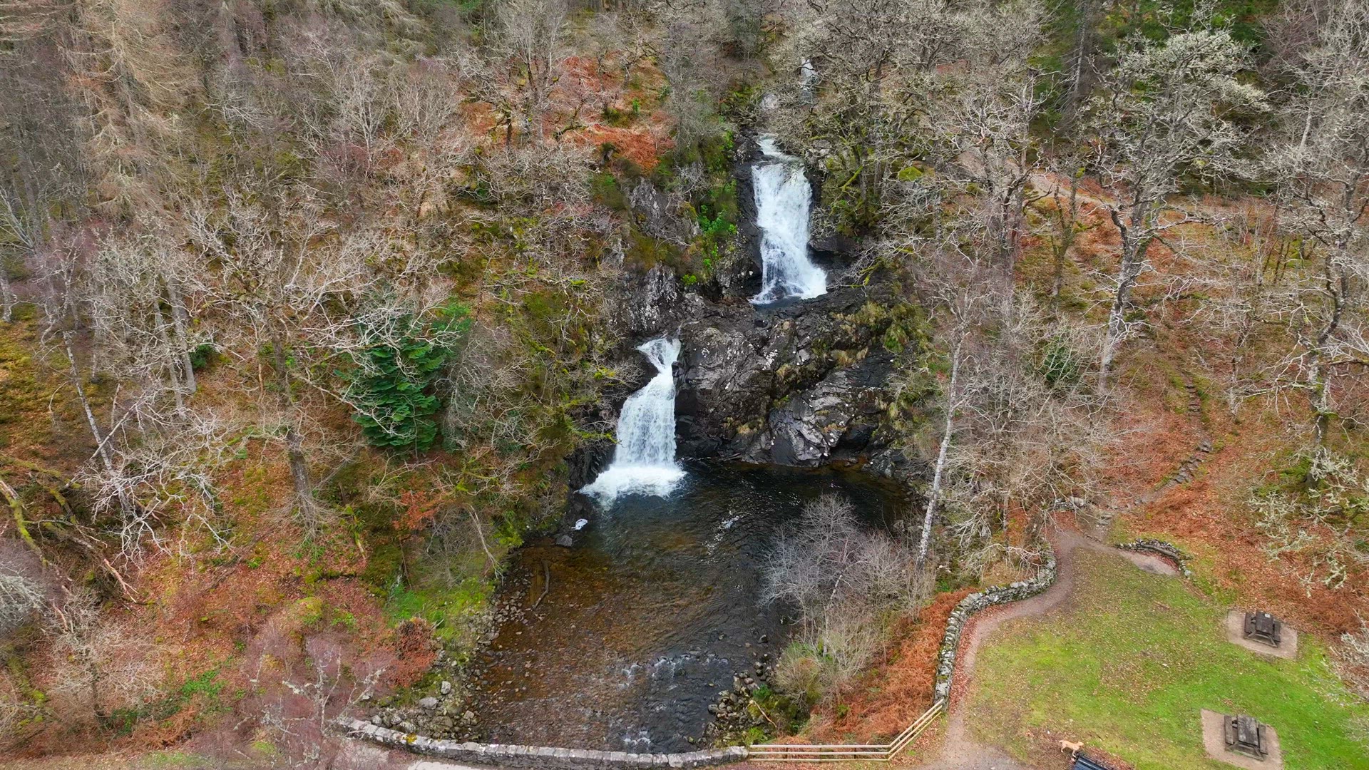 Eas Chia Aig Waterfalls Along the Shore of Lock Arkaig in Scotland