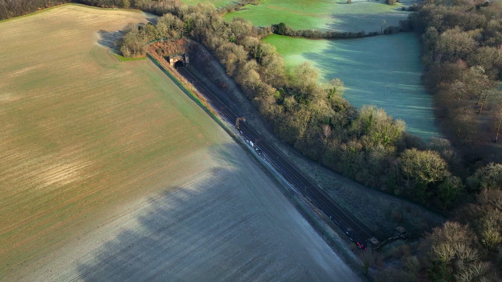 Fast Commuter Train Bound for London Passing Through a Tunnel