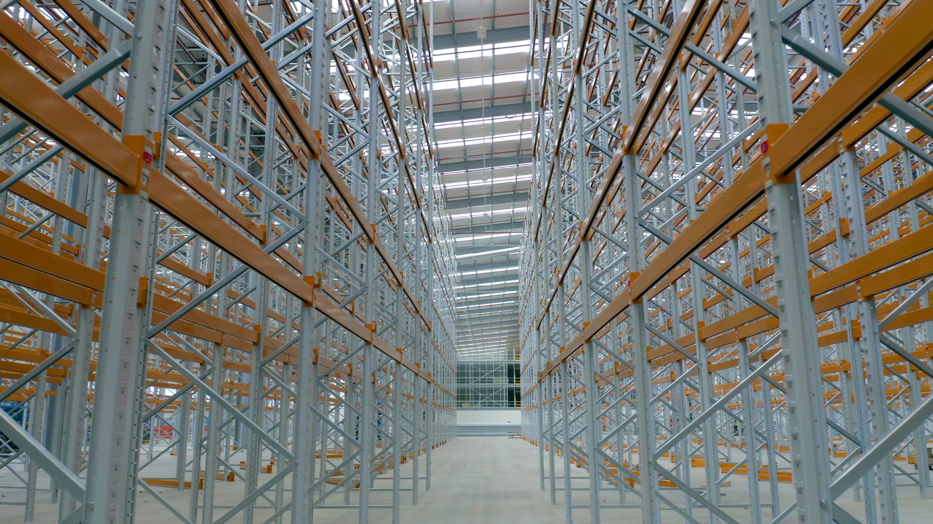 Newly Constructed Warehouse Interior Racking System Flythrough