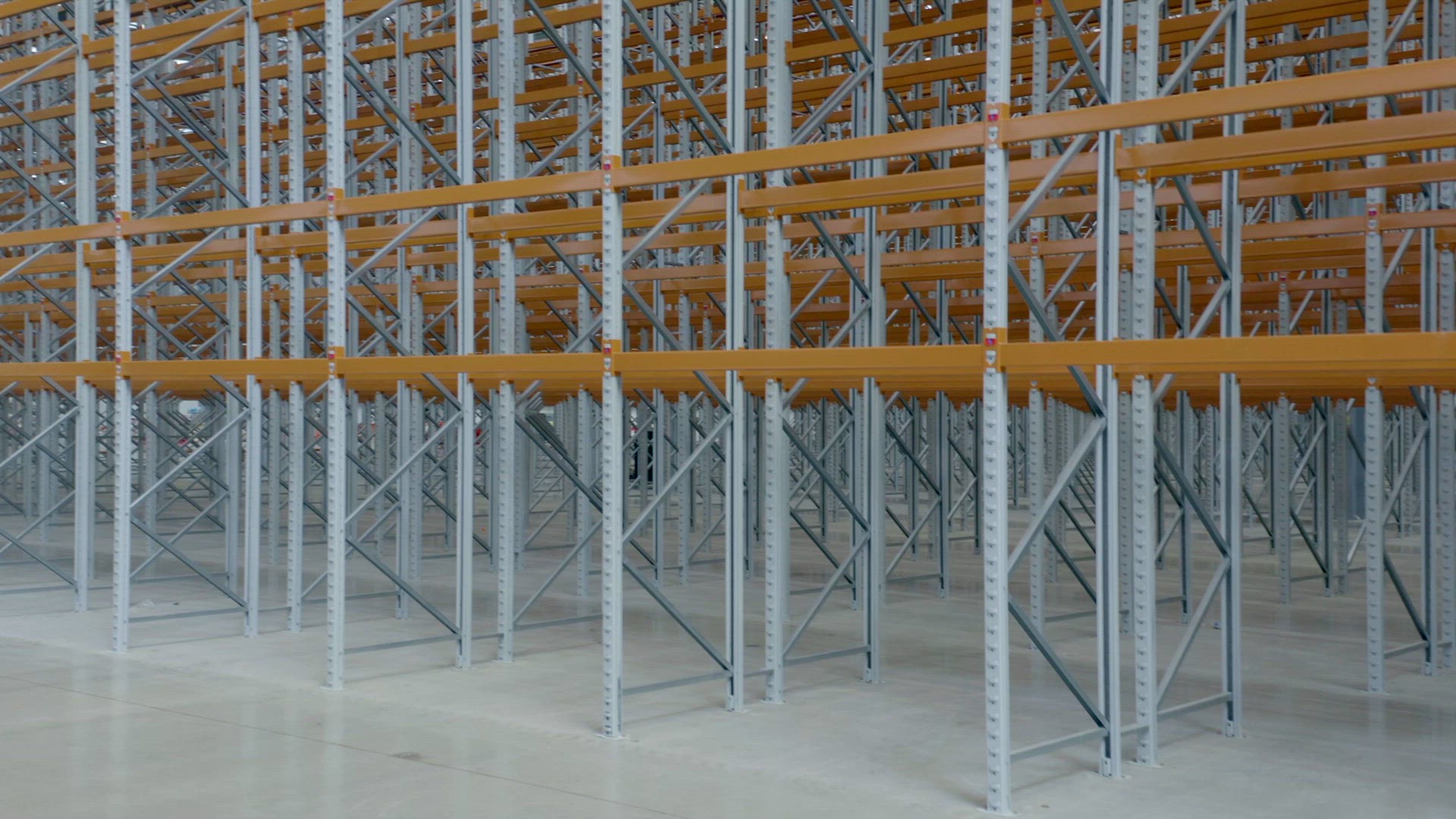 Newly Constructed Warehouse Interior Racking System Flythrough