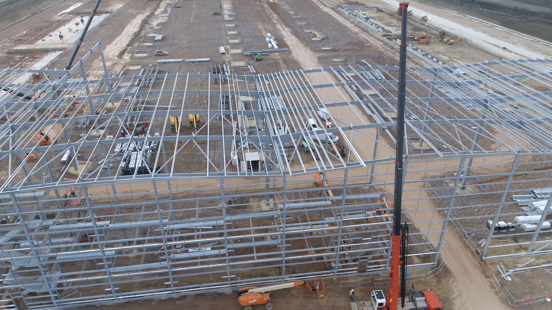 Construction of a Large Warehouse Distribution Centre Unit Aerial View