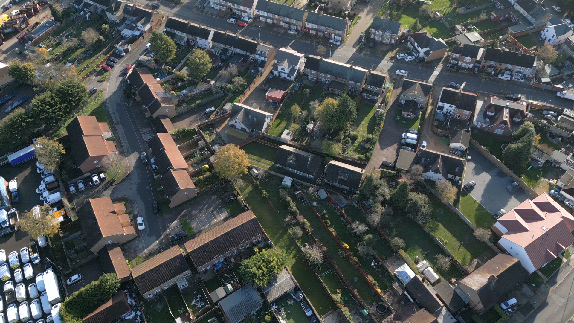 The Streets and Houses of Suburban Luton Aerial View