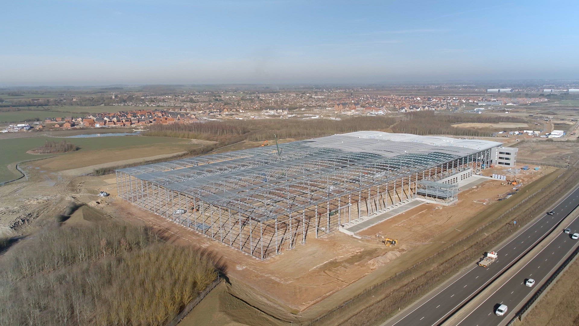 A Large Warehouse Distribution Unit During Construction