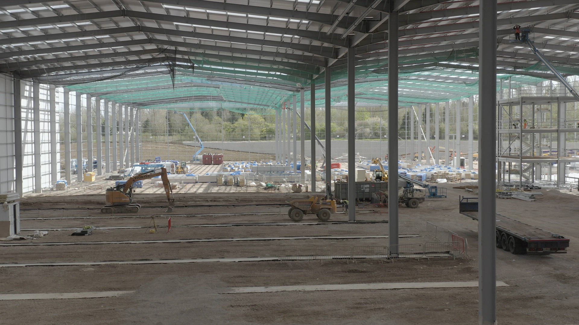 Interior Warehouse Unit Construction Site Aerial View