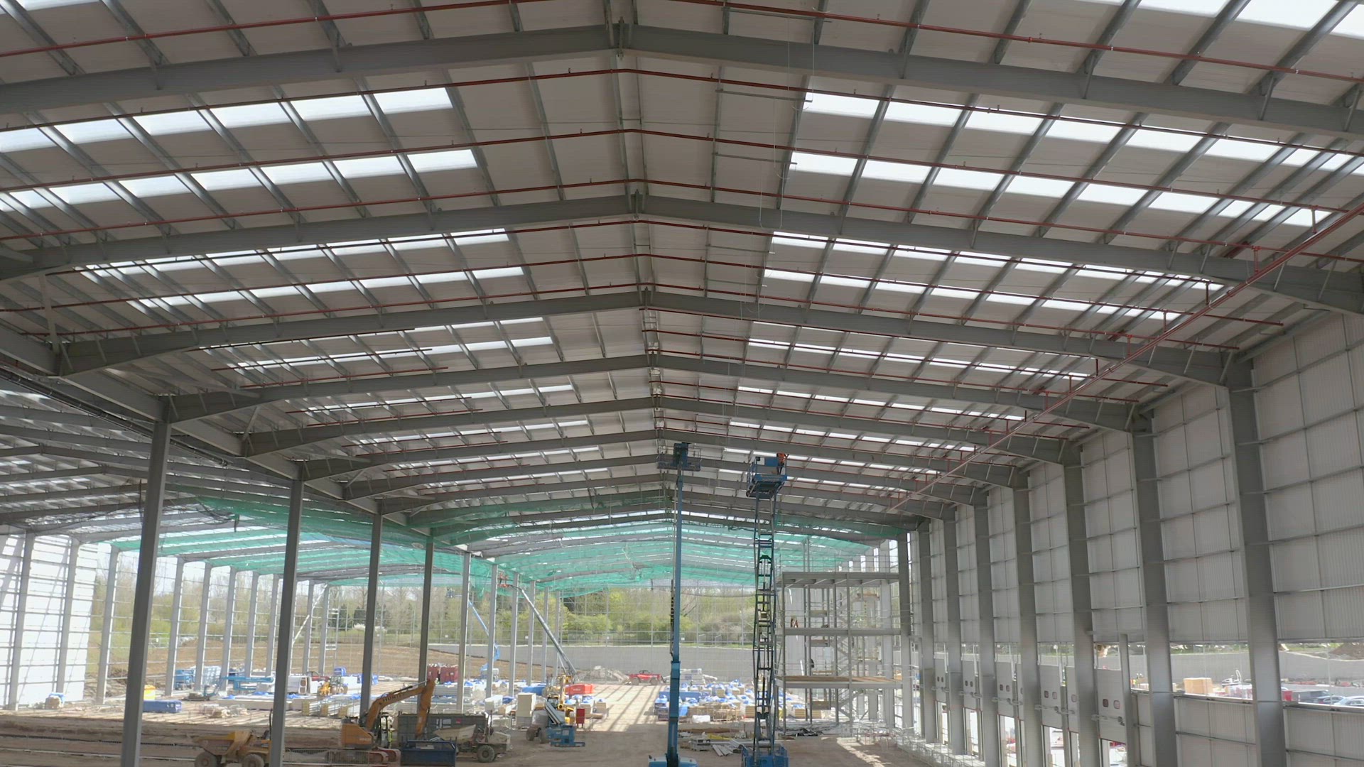 Interior Warehouse Unit Construction Site Aerial View