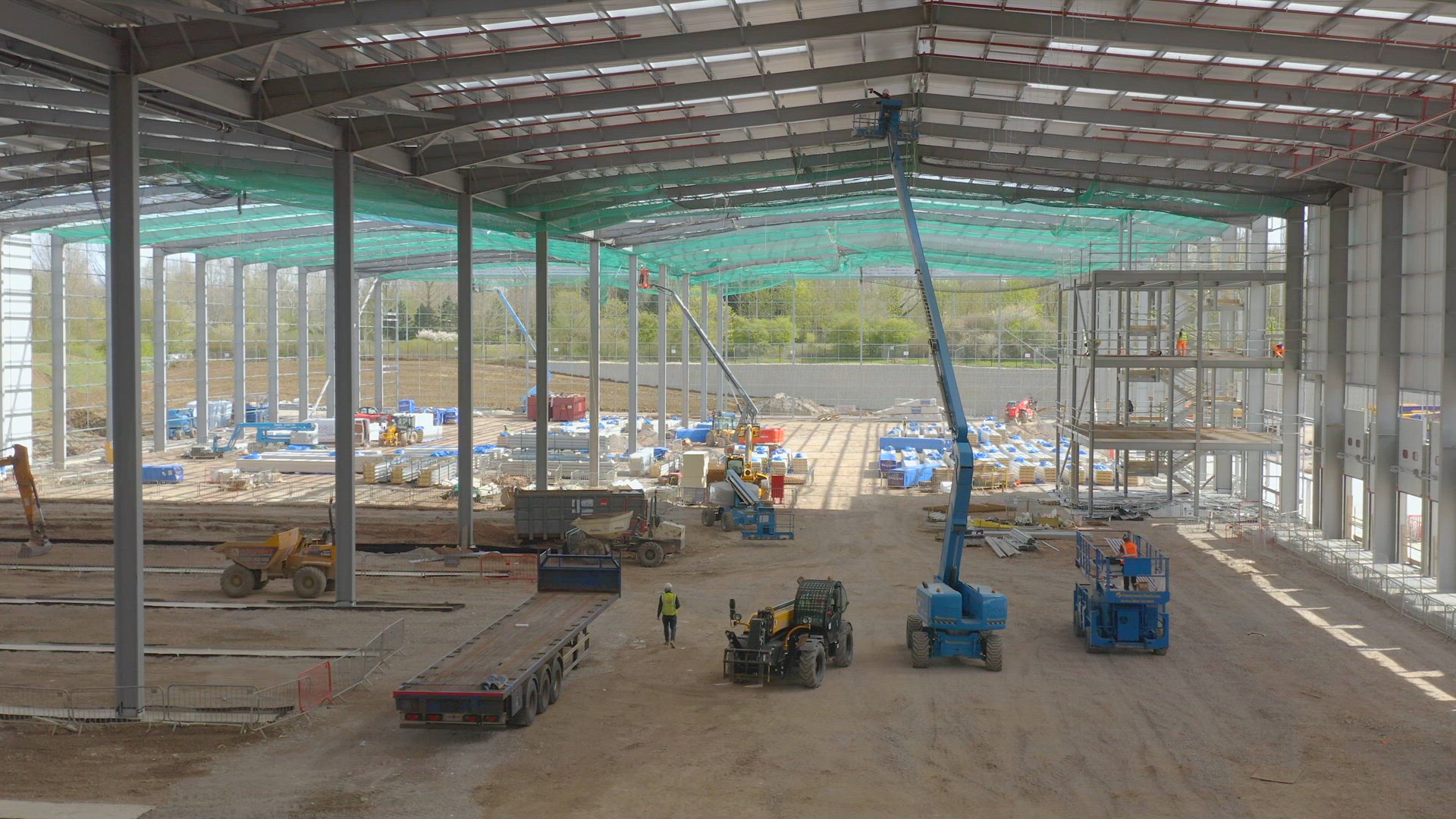 Interior Warehouse Unit Construction Site Aerial View