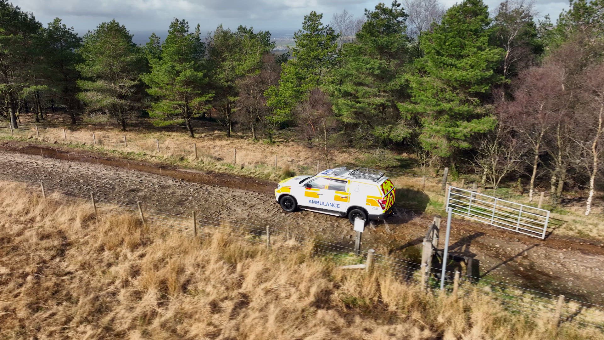 4x4 Mountain Rescue Ambulance Vehicle on a Callout to an Emergency