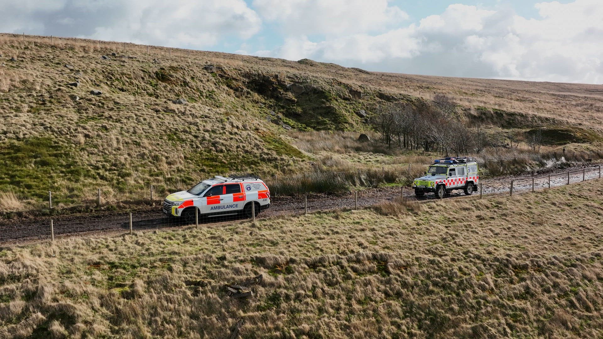 Mountain Rescue 4x4 Vehicles on Call Out to an Emergency