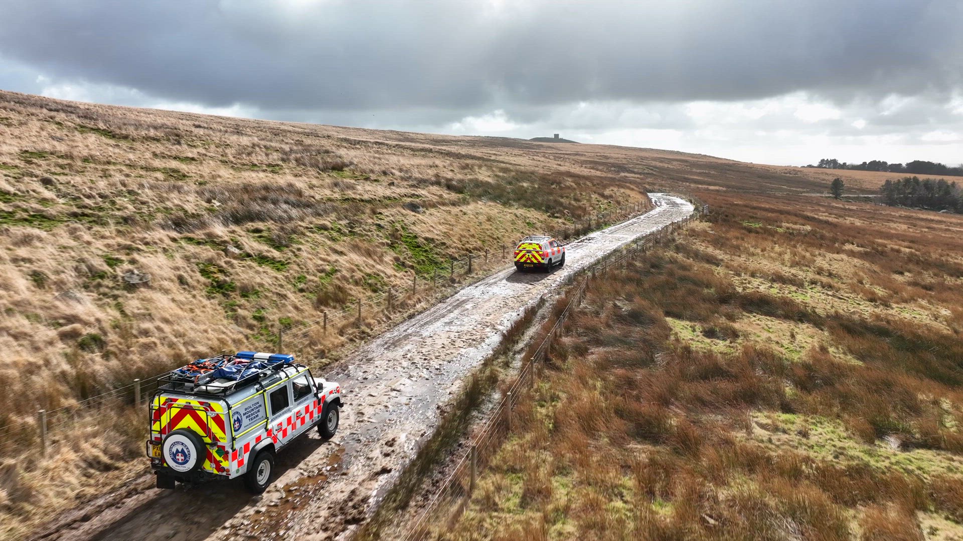 Mountain Rescue 4x4 Vehicles on Call Out to an Emergency
