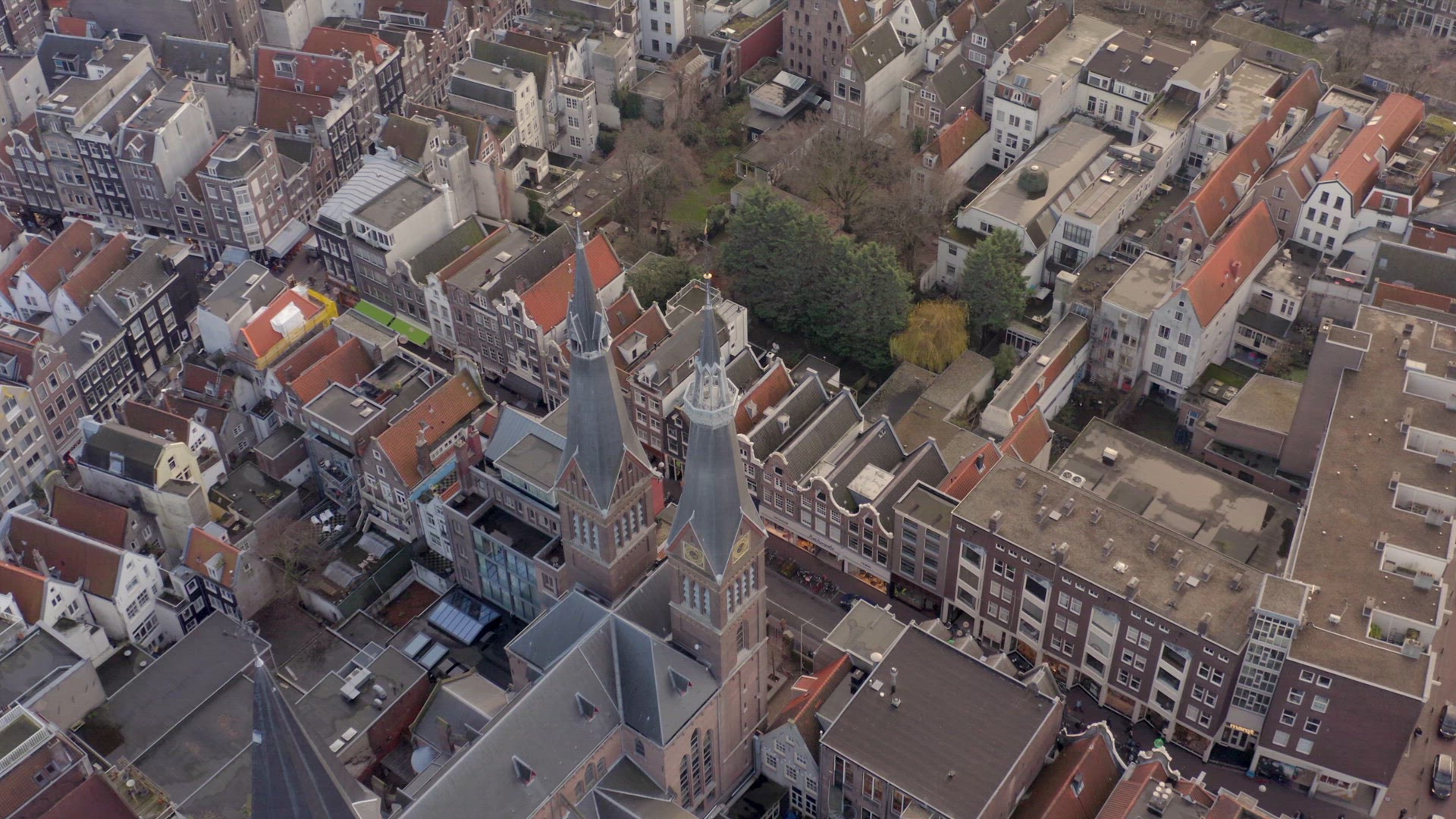 Amsterdam City Aerial View Showing the Canals and Architecture From the Air