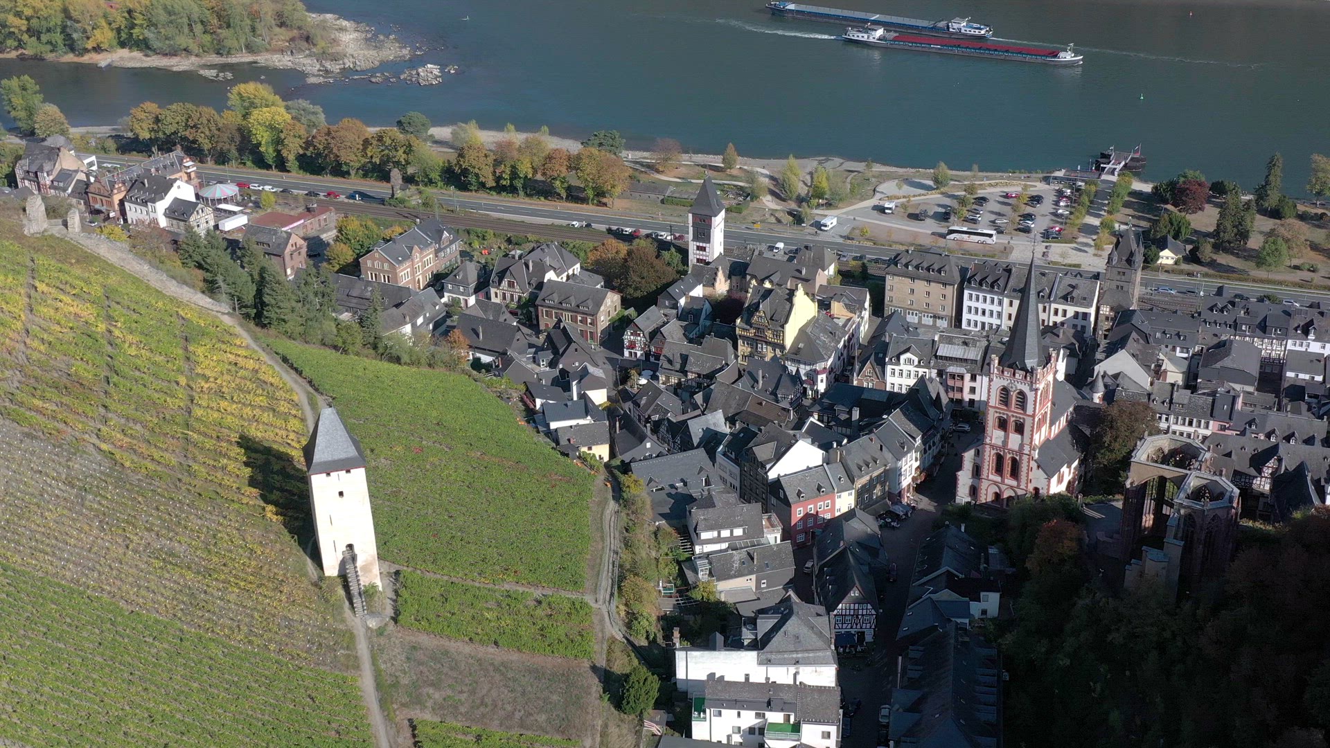 The Picturesque Town of Bacharach on the Shores of the Rhine in Germany