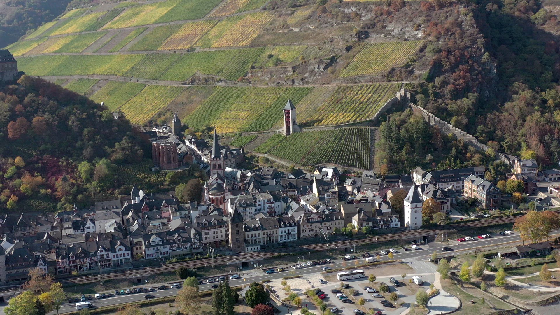 The Picturesque Town of Bacharach on the Shores of the Rhine in Germany