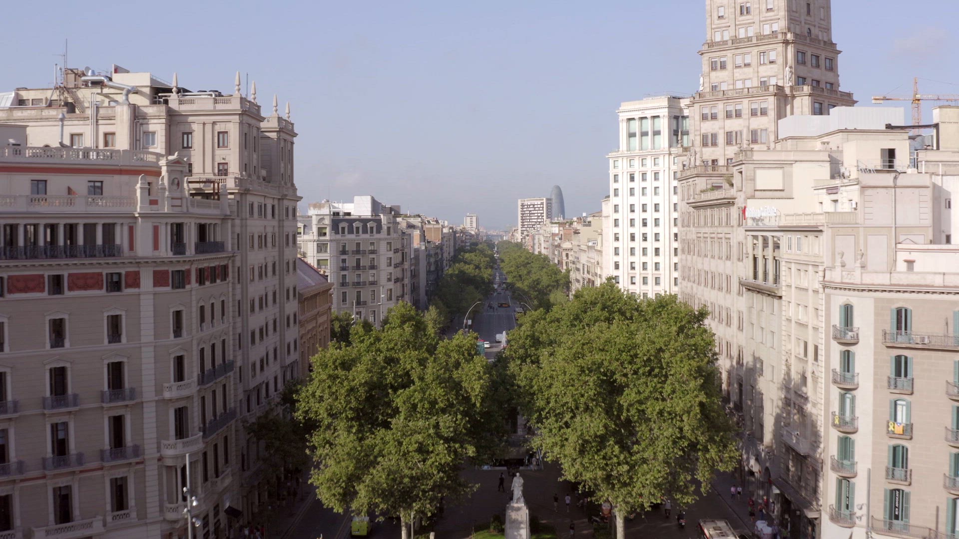 Grand Via in Barcelona a Treelined Street in the Bustling Gothic City
