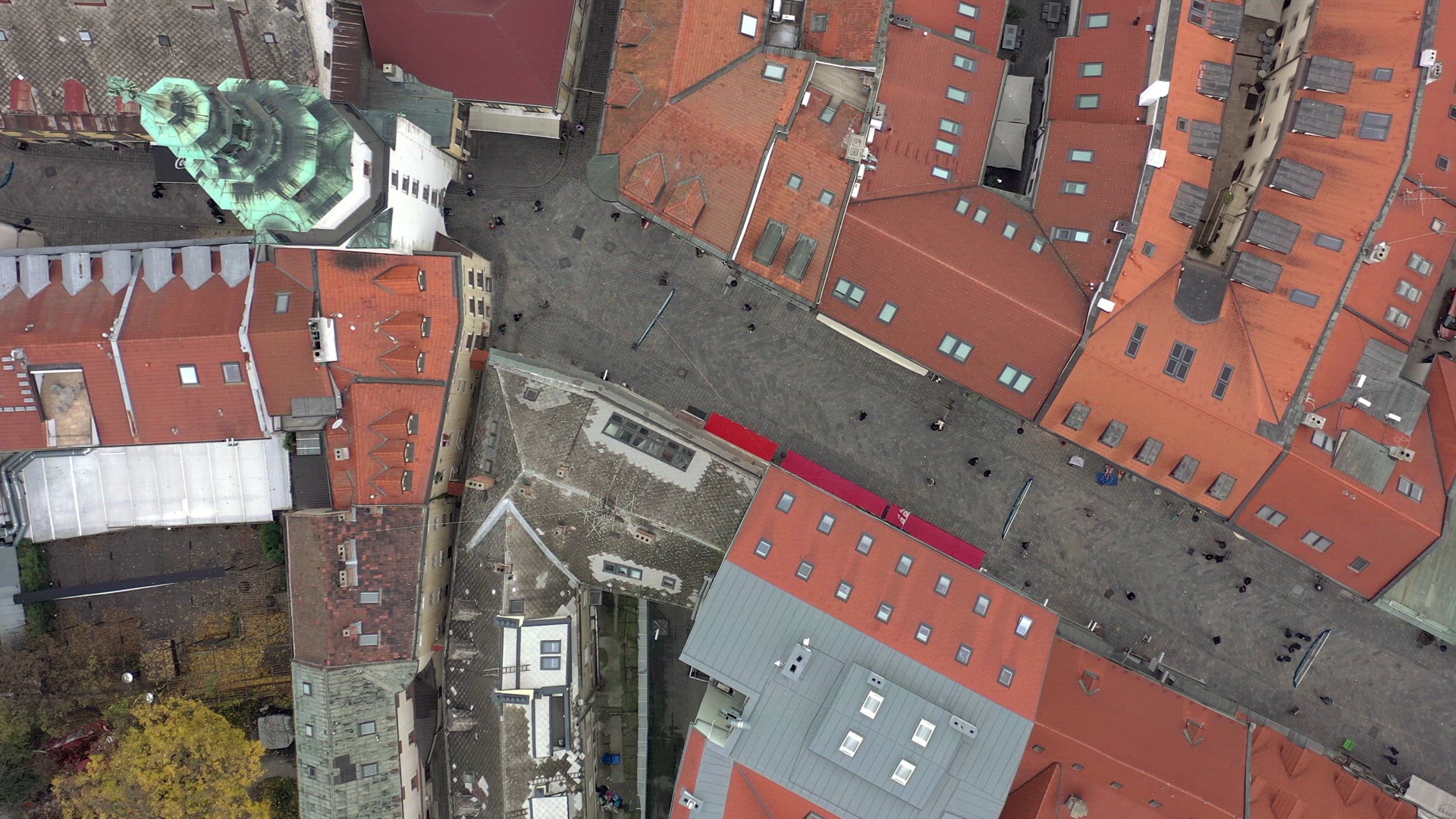 Bird's Eye View of the Streets and Shopping District of Bratislava