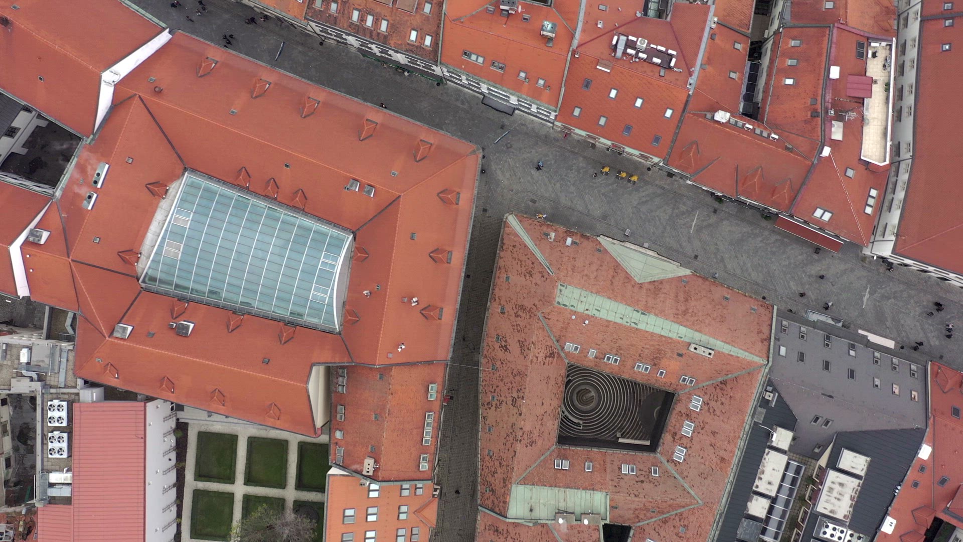 Bird's Eye View of the Streets and Shopping District of Bratislava