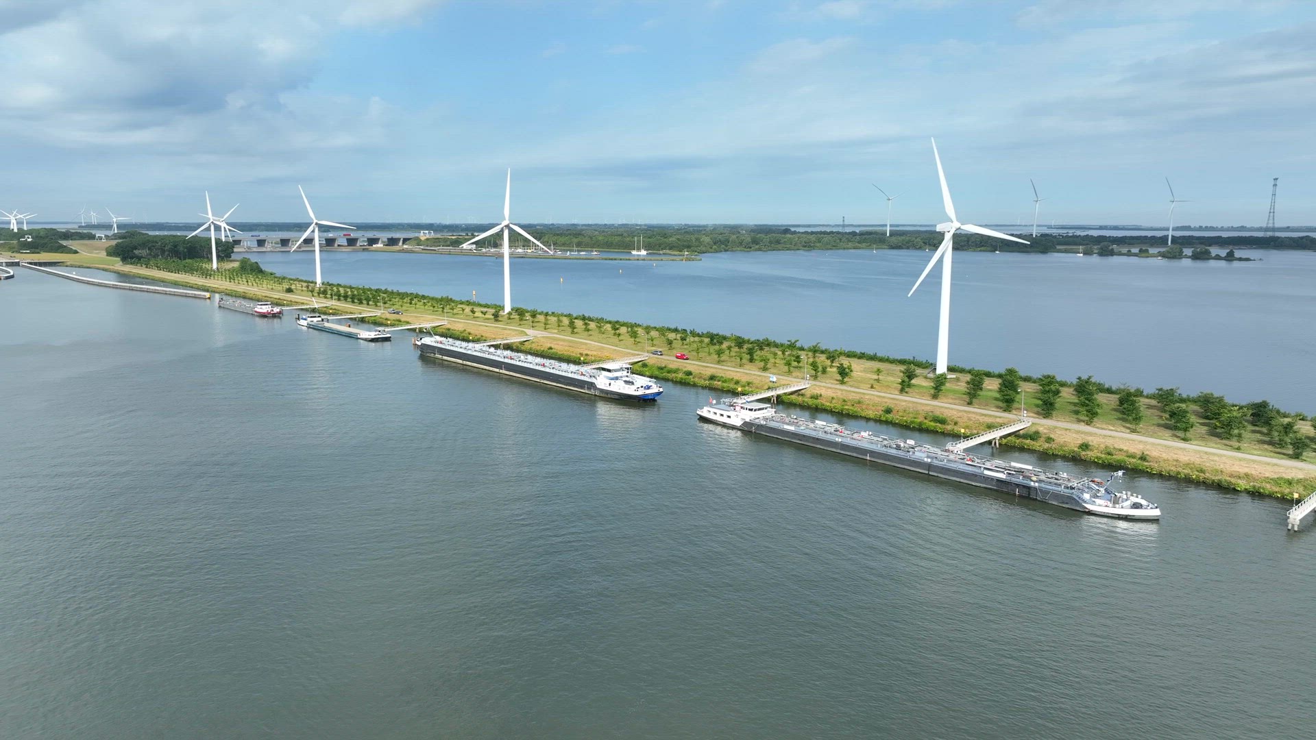 Bulk Carrier Ships Docked at Volkerak Lock in the Netherlands