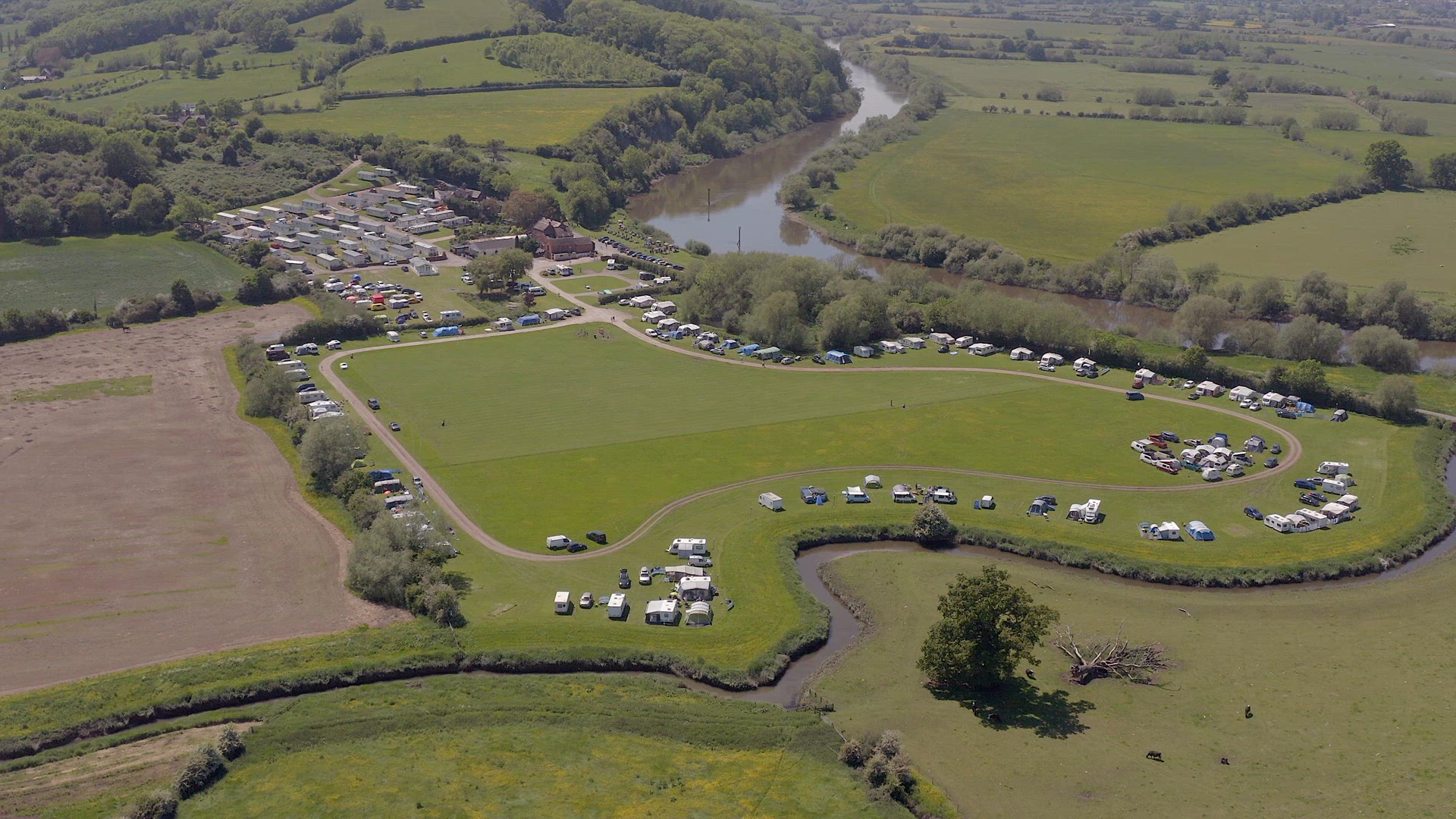 A Rural Campsite in the Summer Seen From The Air