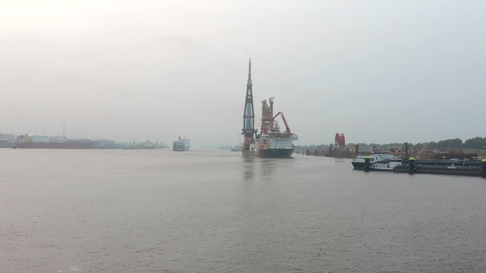 Aerial View of a Bulk Carrier Ship Used for Moving Silt and Sand in Rotterdam