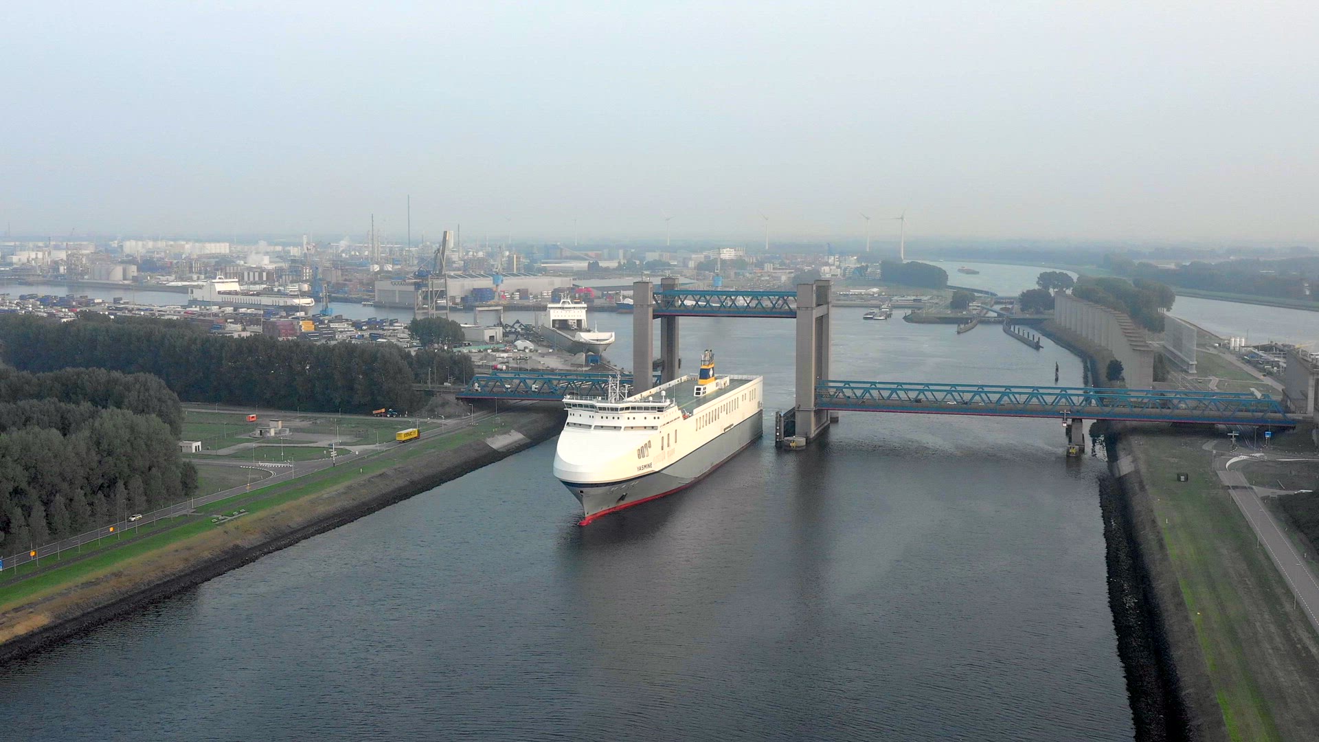 A RORO Roll On Roll Off Ferry Departing from the Port of Rotterdam