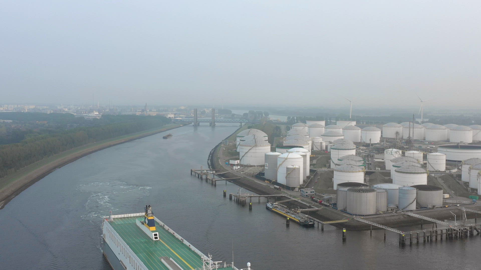 A RORO Roll On Roll Off Ferry Departing from the Port of Rotterdam