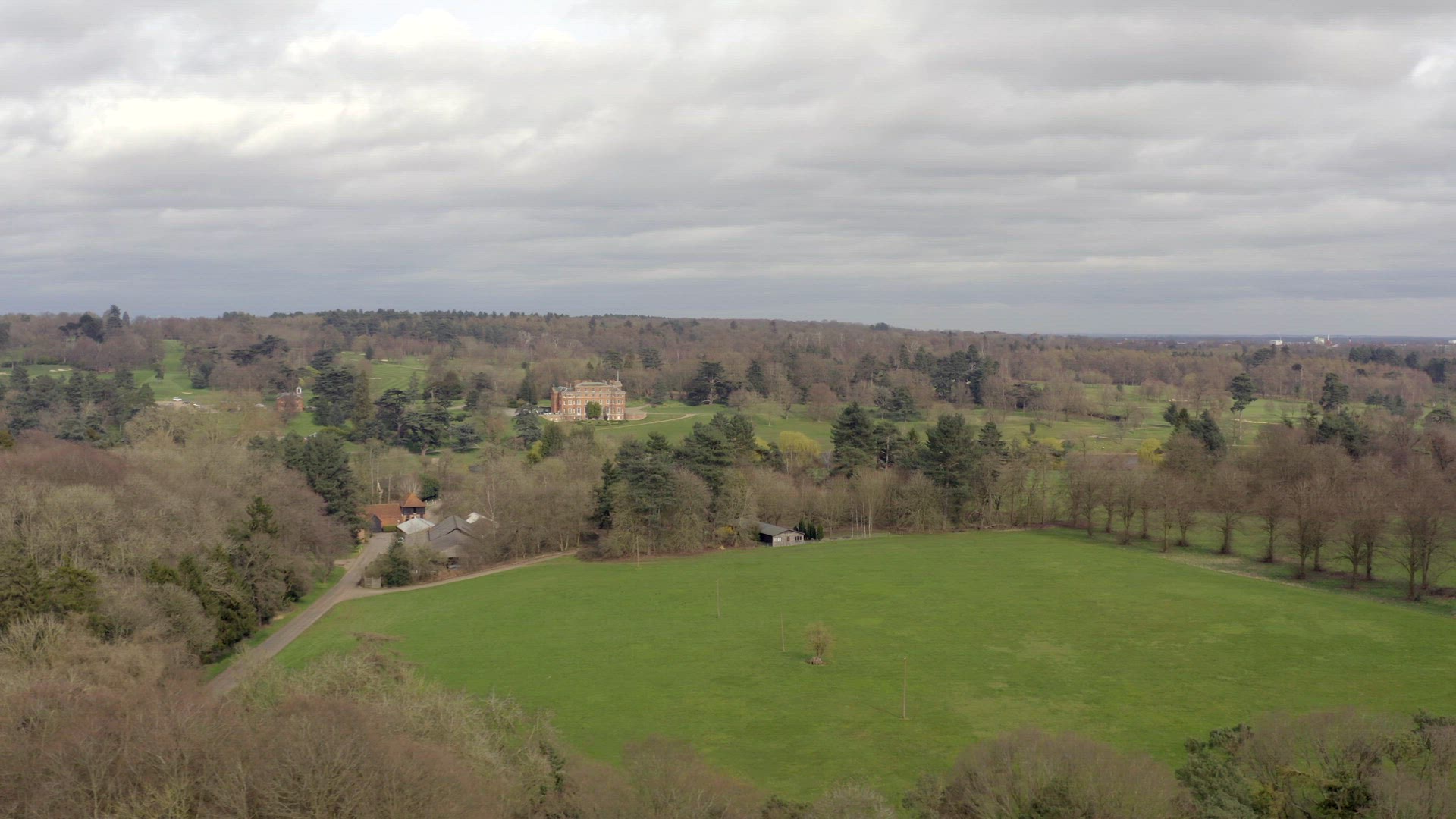 A Stately Home and Estate in the UK Seen From The Air