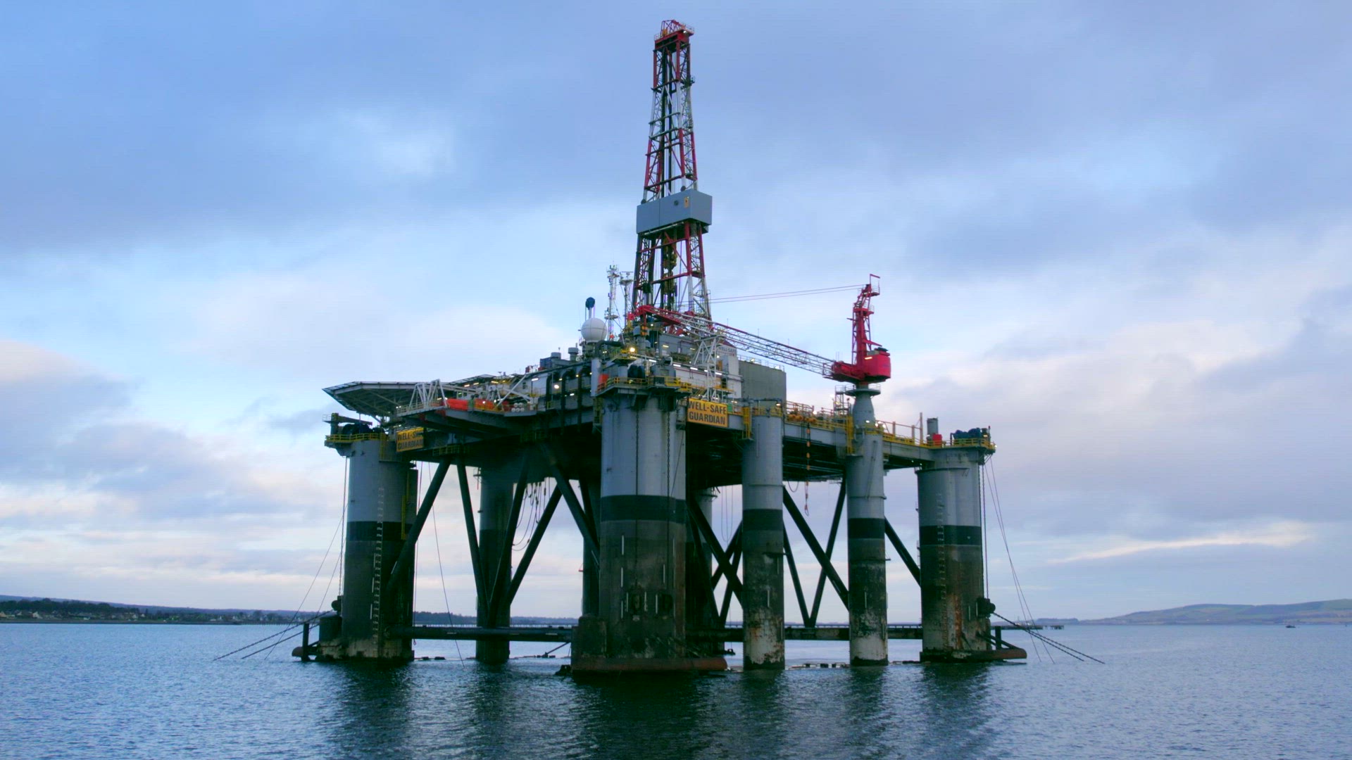 Oil Drilling Rig in Scotland Awaiting Deployment to the North Sea