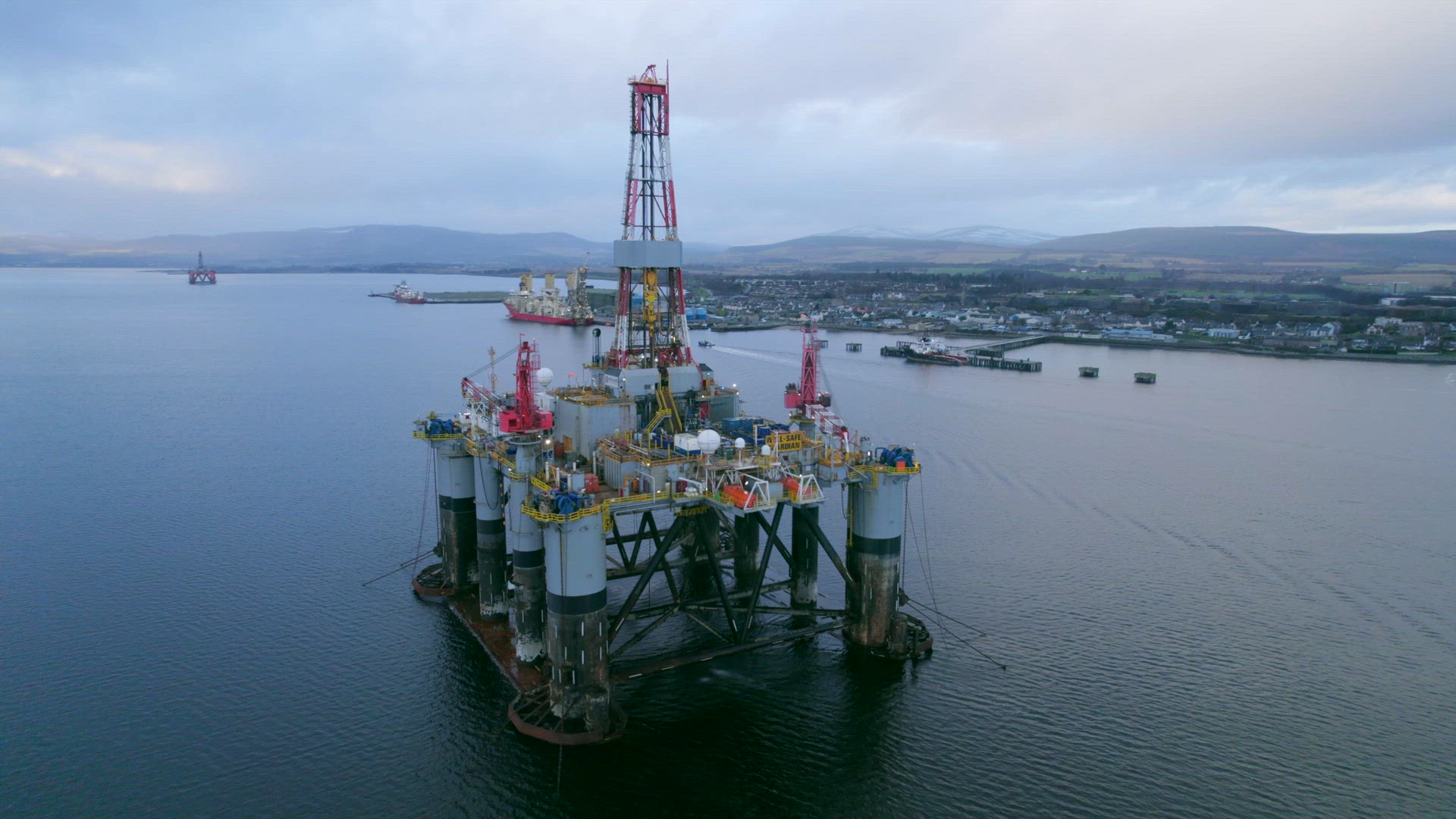 Oil Drilling Rig in Scotland Awaiting Deployment to the North Sea