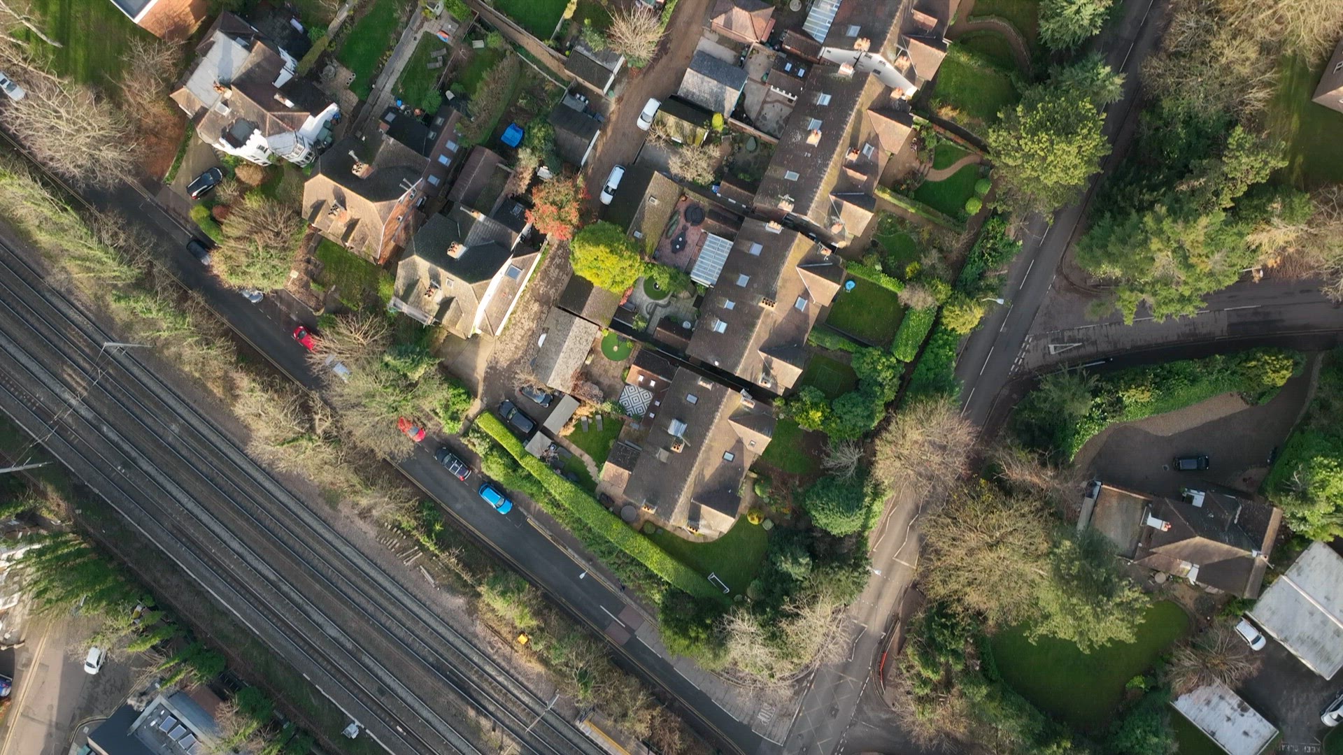 Houses and Streets in the UK seen from a Bird's Eye View