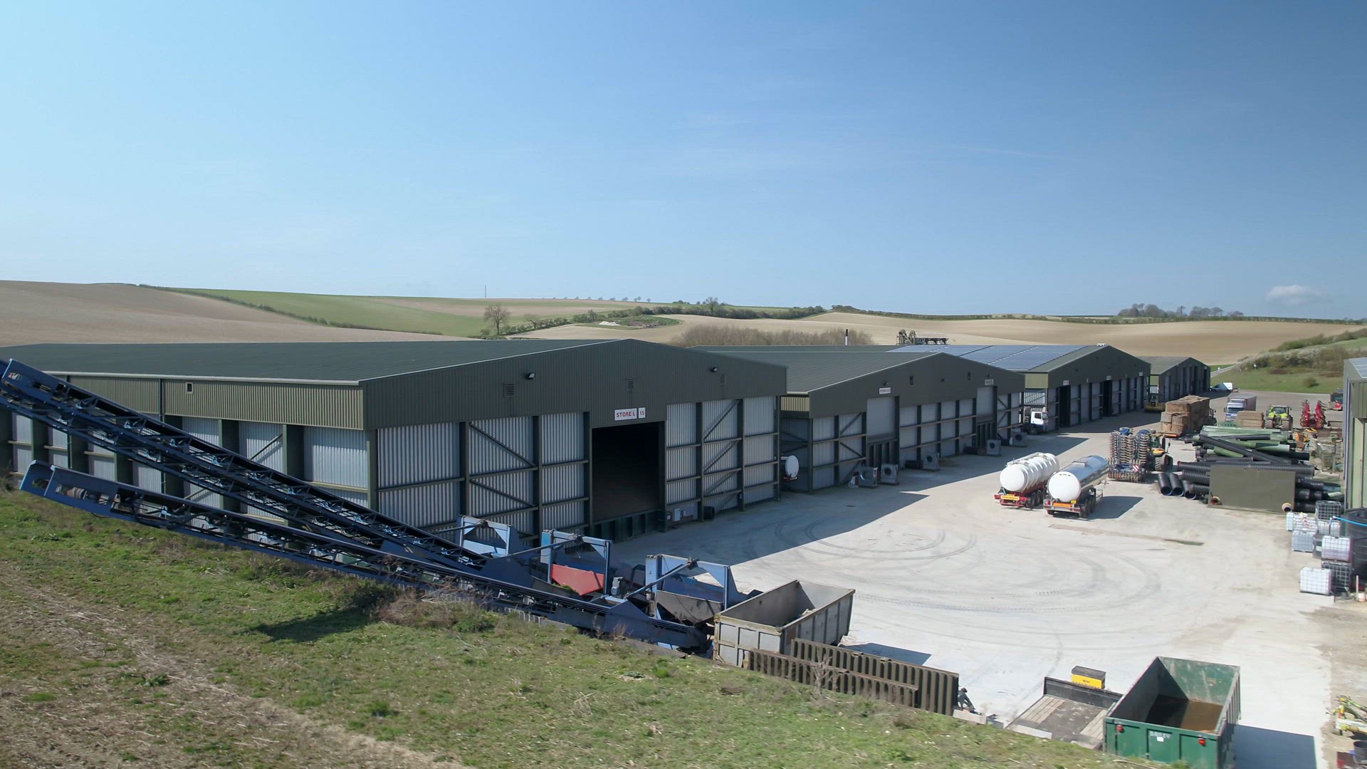 Aerial View of A Farm Yard with Plant Machinery