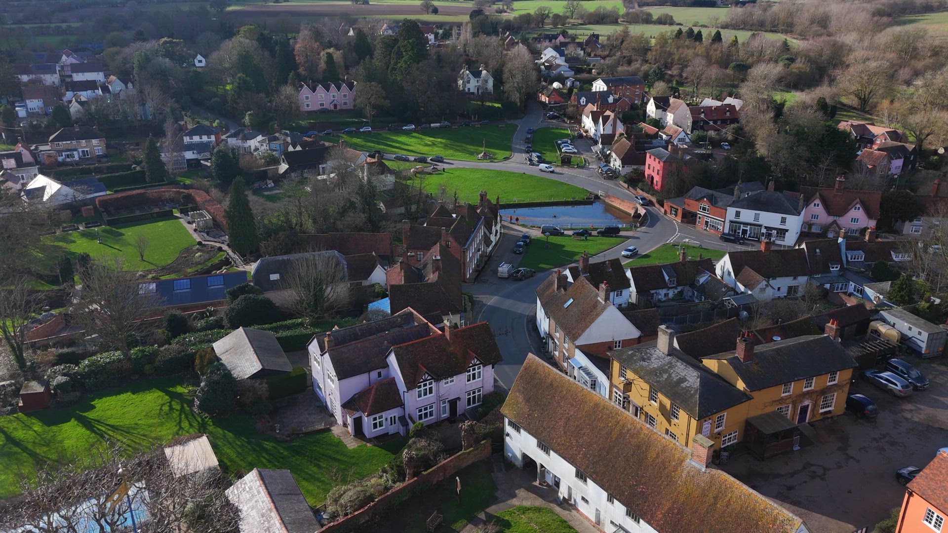 Finchingfield in Essex One of the Most Beautiful Villages in England Aerial View