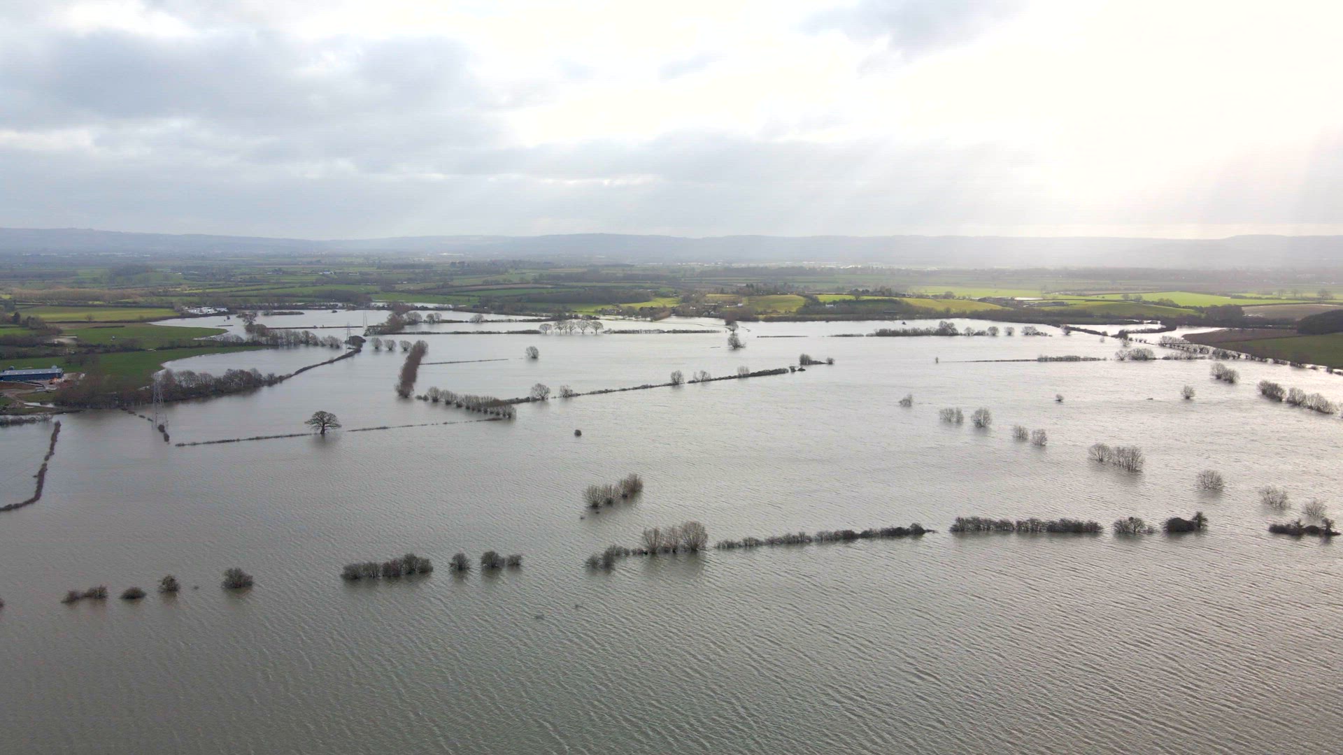Flooding in the UK Showing Large Areas of the Countryside Flooded in the Winter