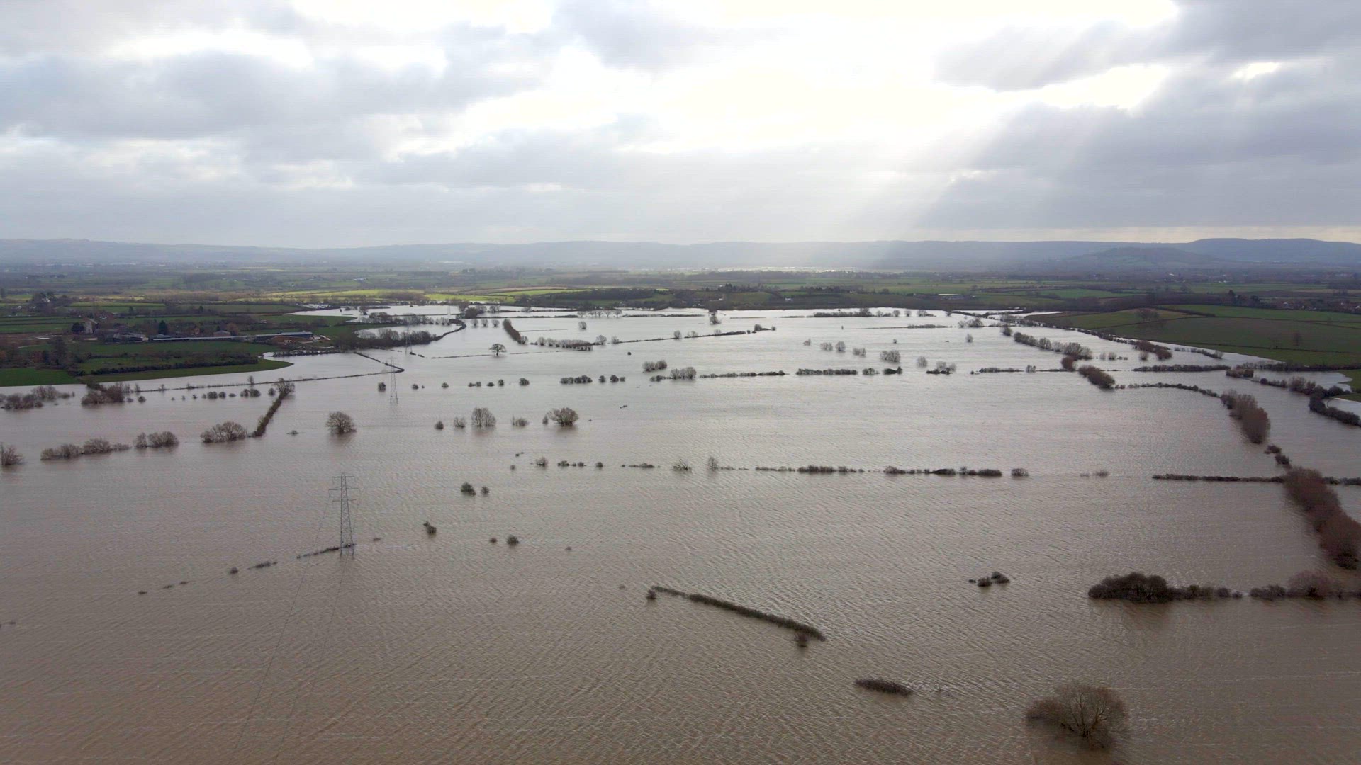 Flooding in the UK Showing Large Areas of the Countryside Flooded in the Winter