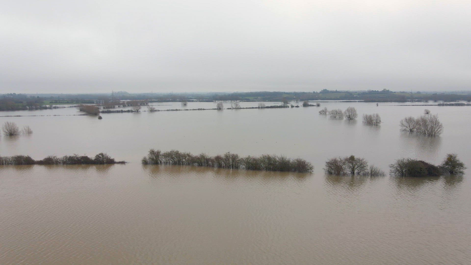 Aerial View of Flooding in the UK During the Winter Causing Devastation