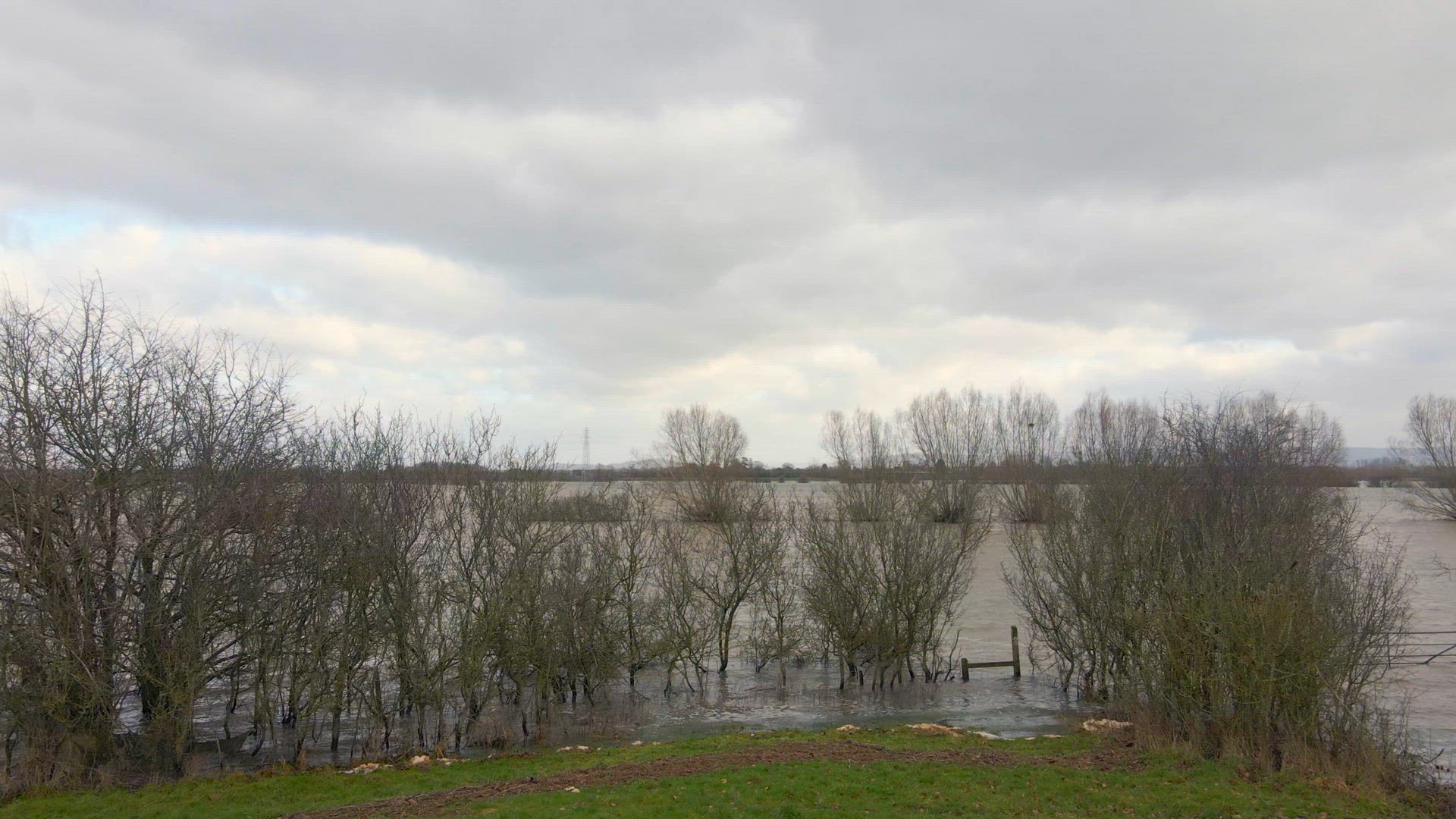 Aerial View of Flooding in the UK During the Winter Causing Devastation