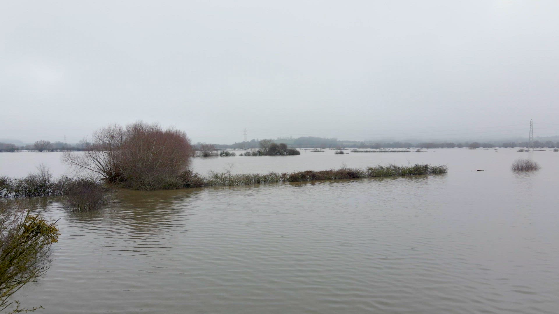 Aerial View of Flooding in the UK During the Winter Causing Devastation