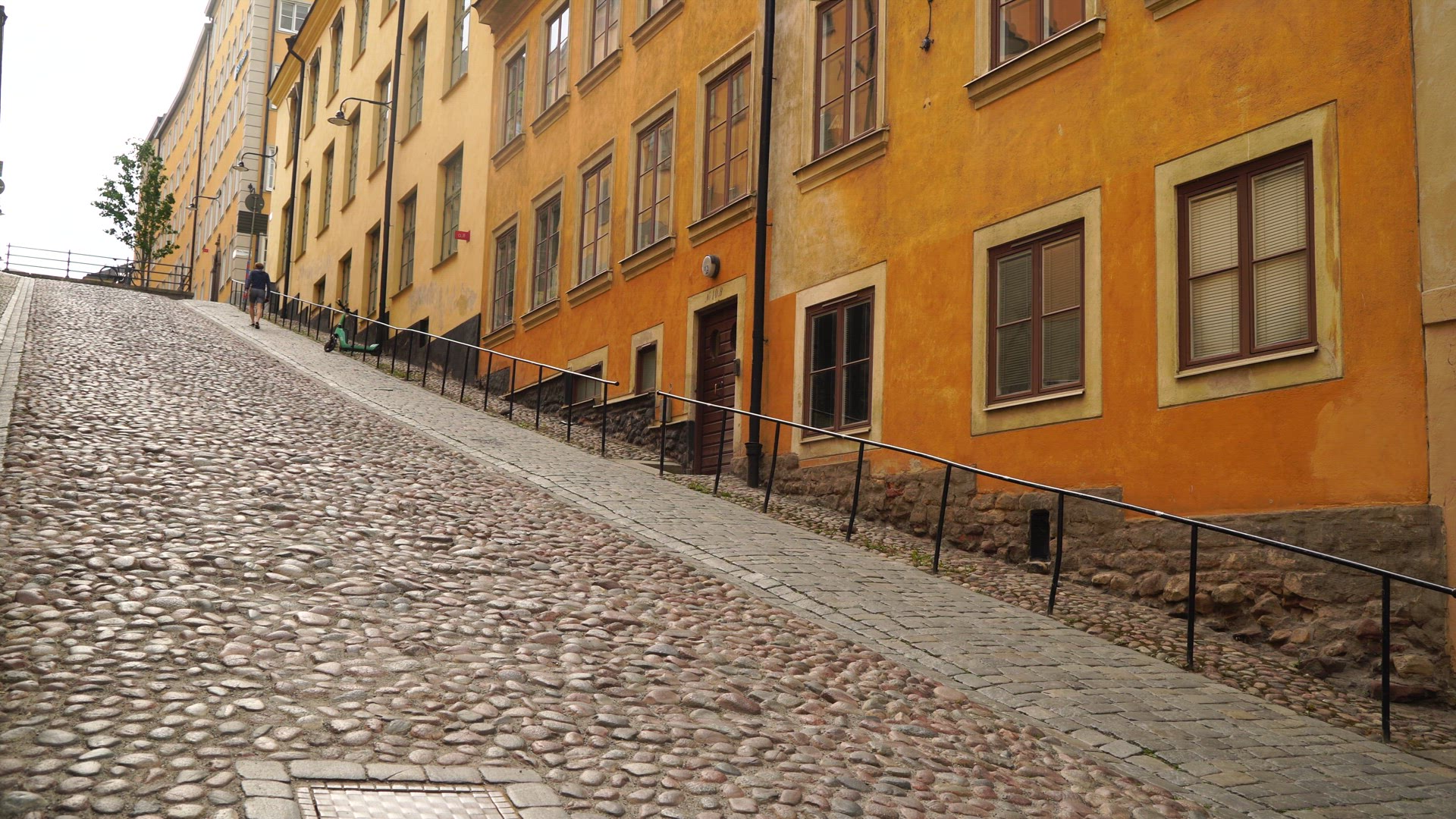 steep street - boy with bicycle climbing - 2.mp4