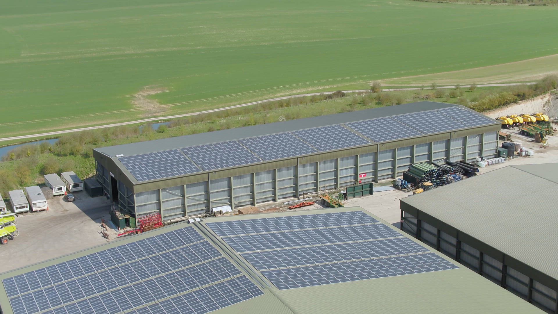 Aerial View of A Farm Yard with Plant Machinery