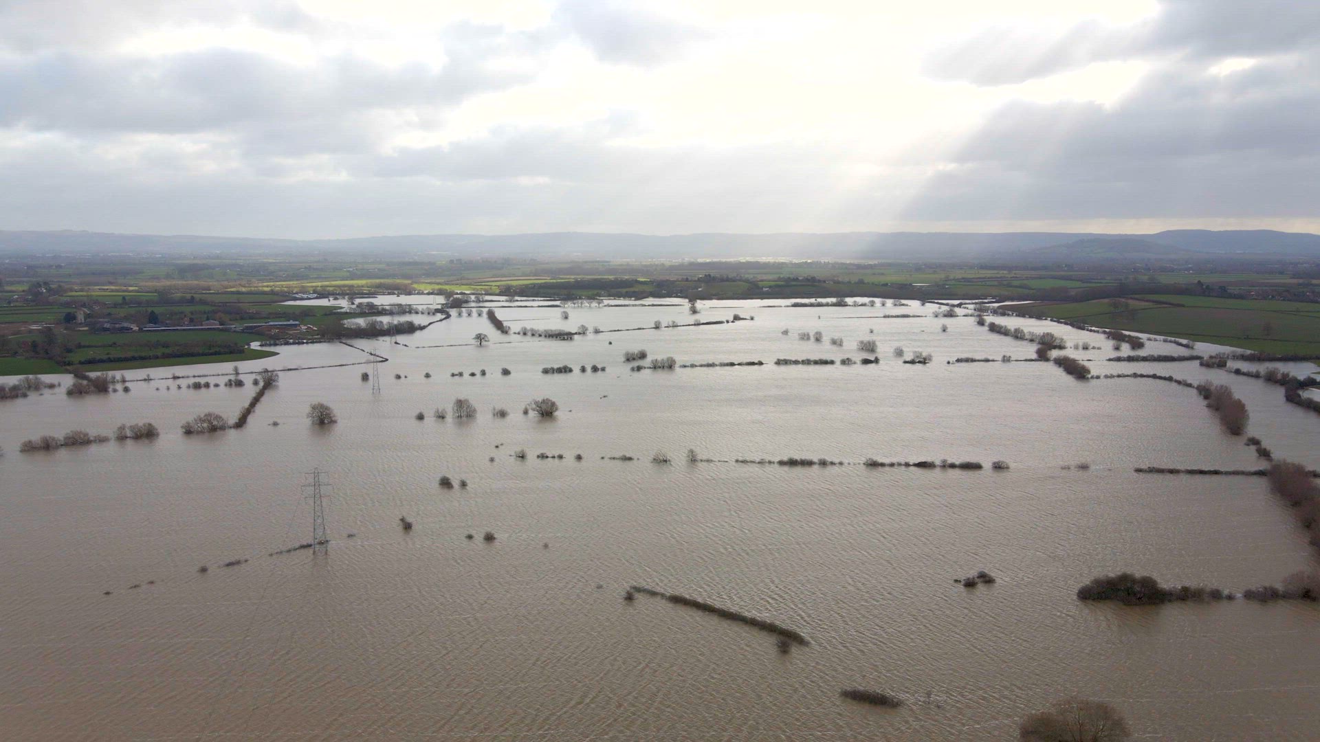 Flooding in the UK Showing Large Areas of the Countryside Flooded in the Winter