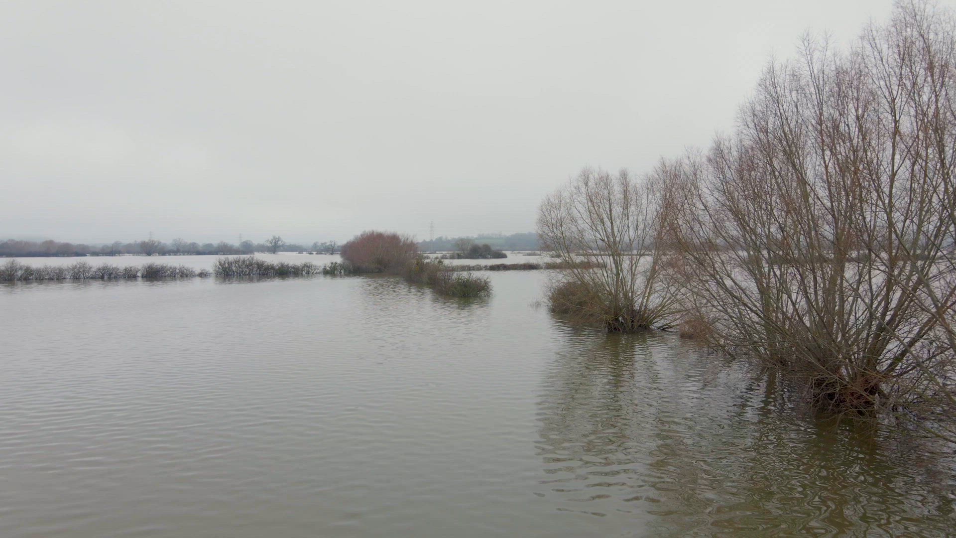 Flooding in the UK Showing Large Areas of the Countryside Flooded in the Winter